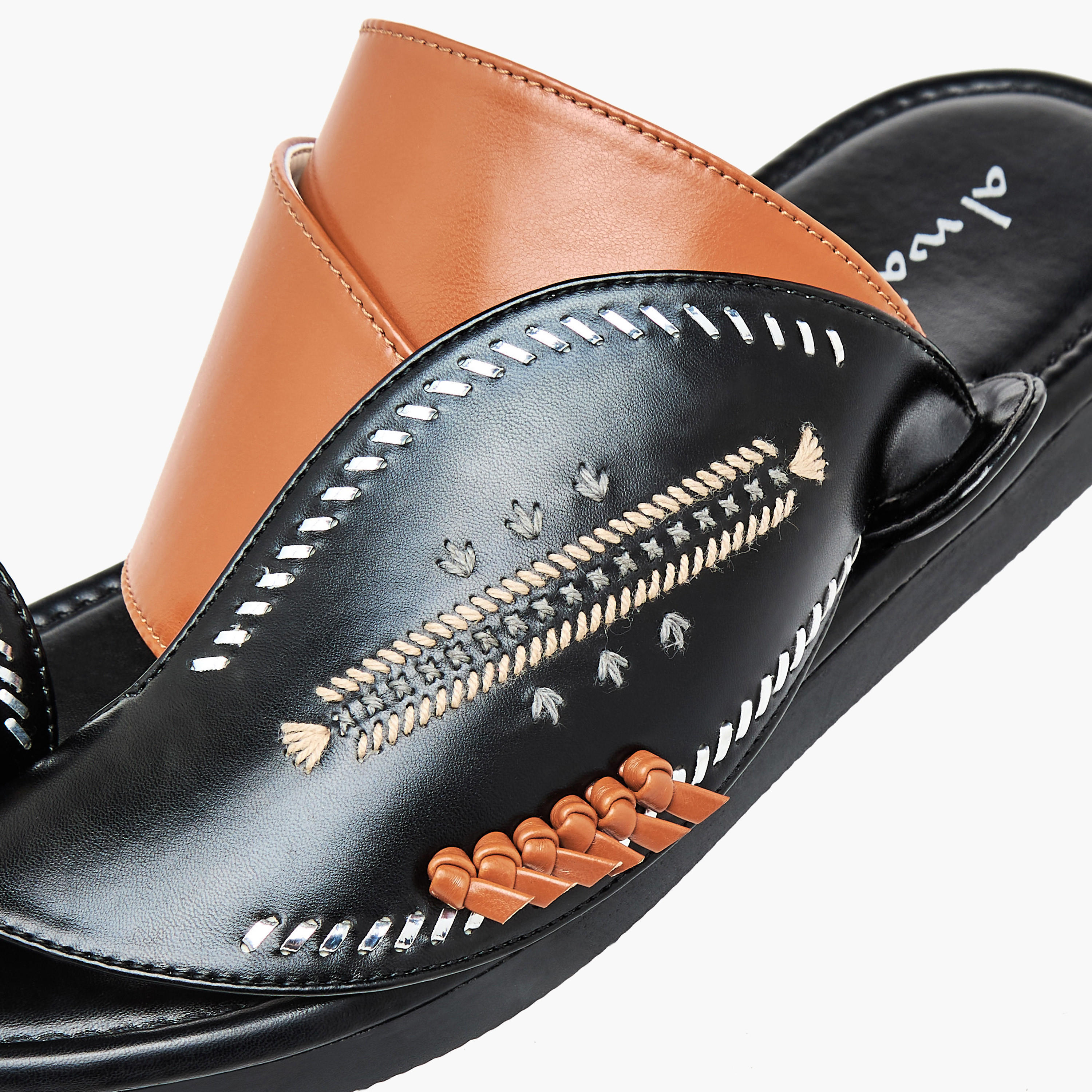 Al Waha Men Embroidered Arabic Sandals-men-shoes-sandals-image-4