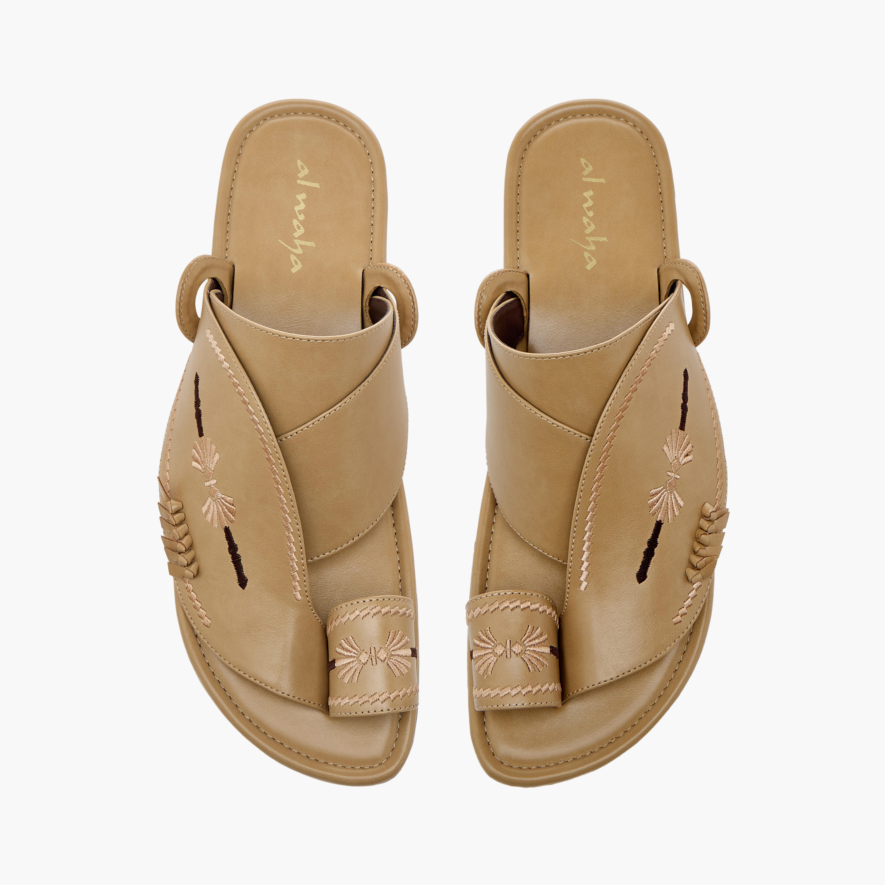 Al Waha Embroidered Slip-On Arabic Sandals with Toe Loop-men-shoes-sandals-image-1