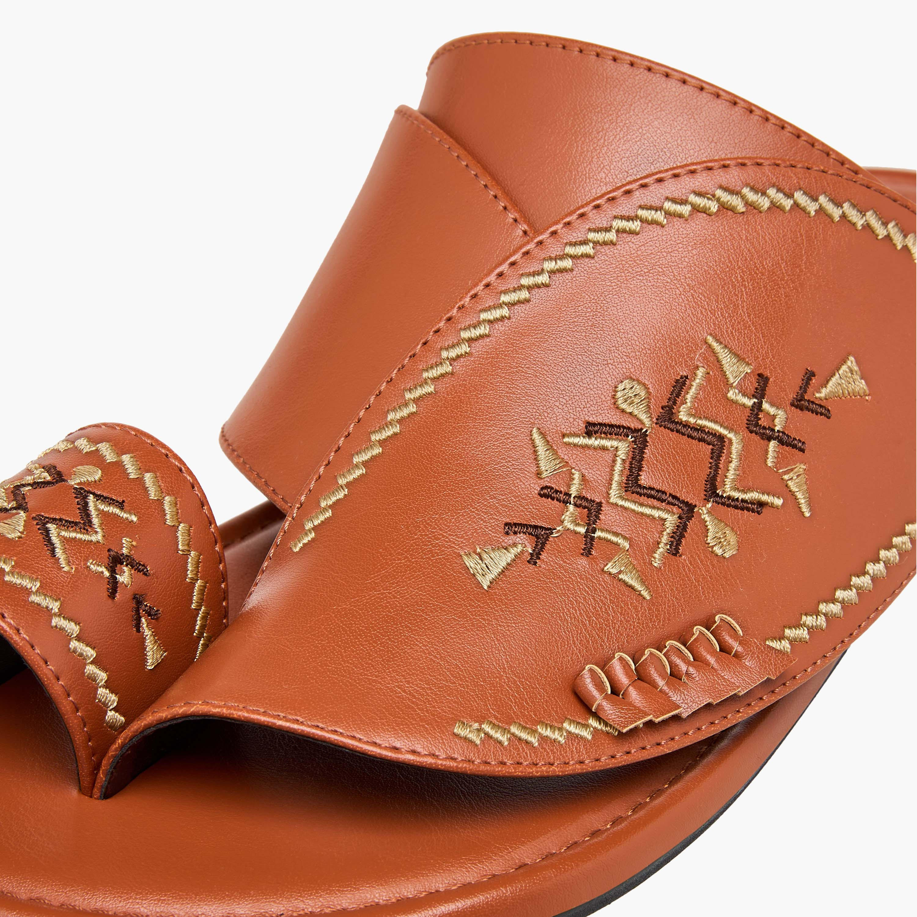 Al Waha Embroidered Slip-On Arabic Sandals-men-shoes-sandals-image-4