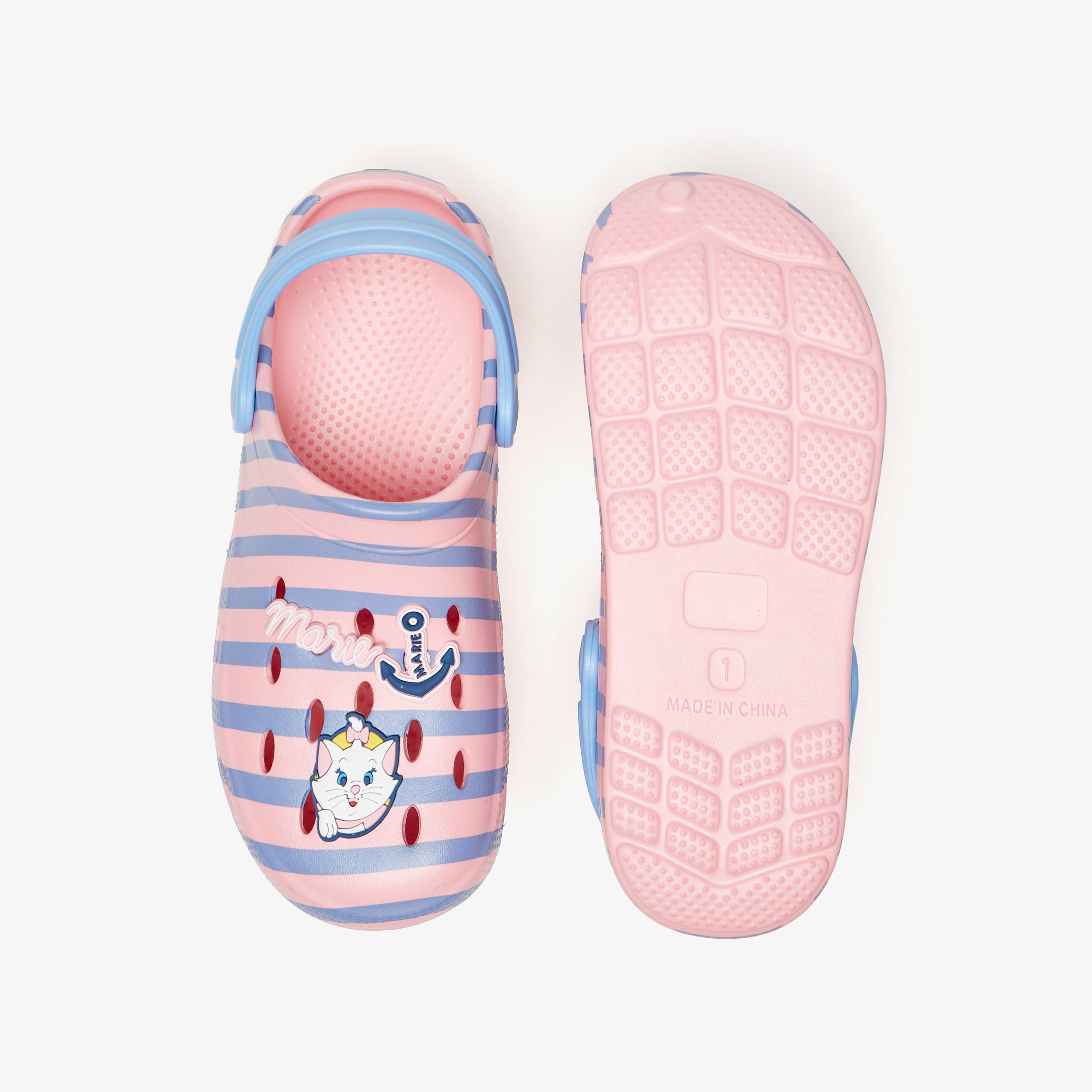Disney Marie Applique Detail Striped Clogs-girls-shoes-flipflopsandslides-image-4