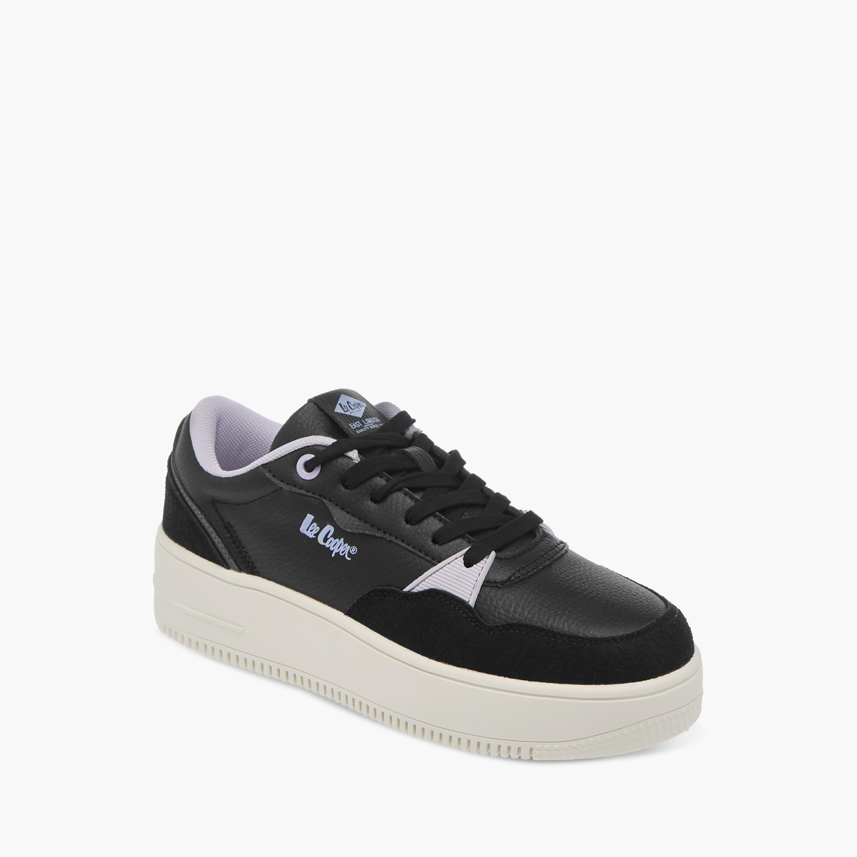 Lee Cooper Women's Logo Print Panelled Lace-Up Sneakers-women-shoes-sneakers-image-2