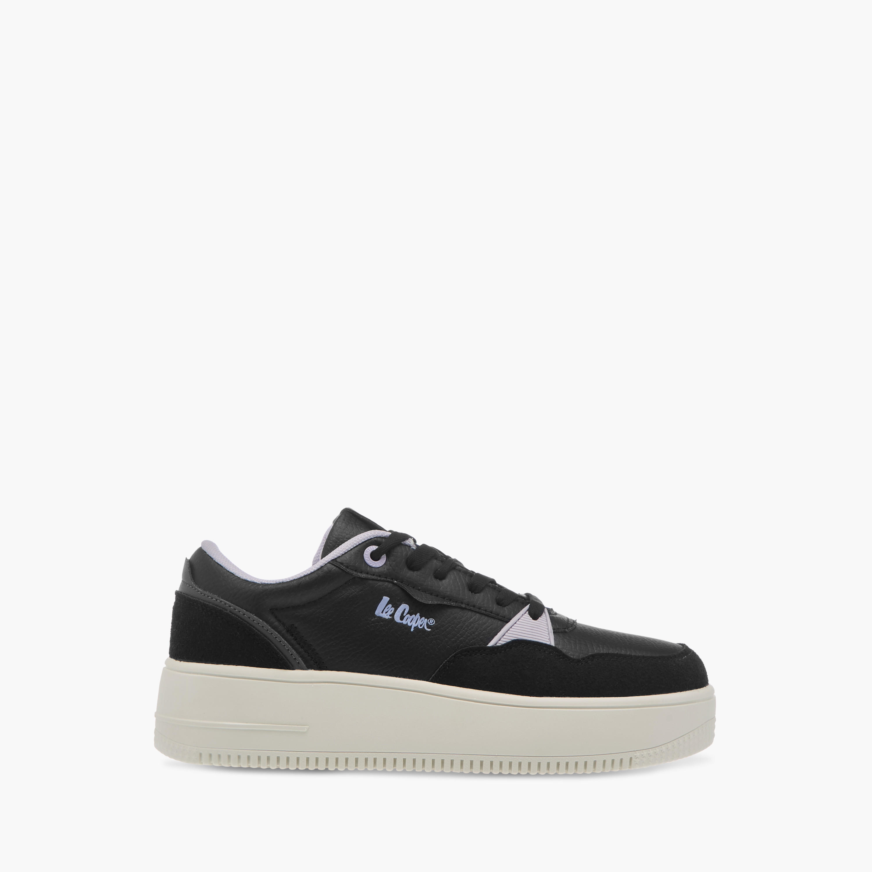 Lee Cooper Women's Logo Print Panelled Lace-Up Sneakers-women-shoes-sneakers-image-3