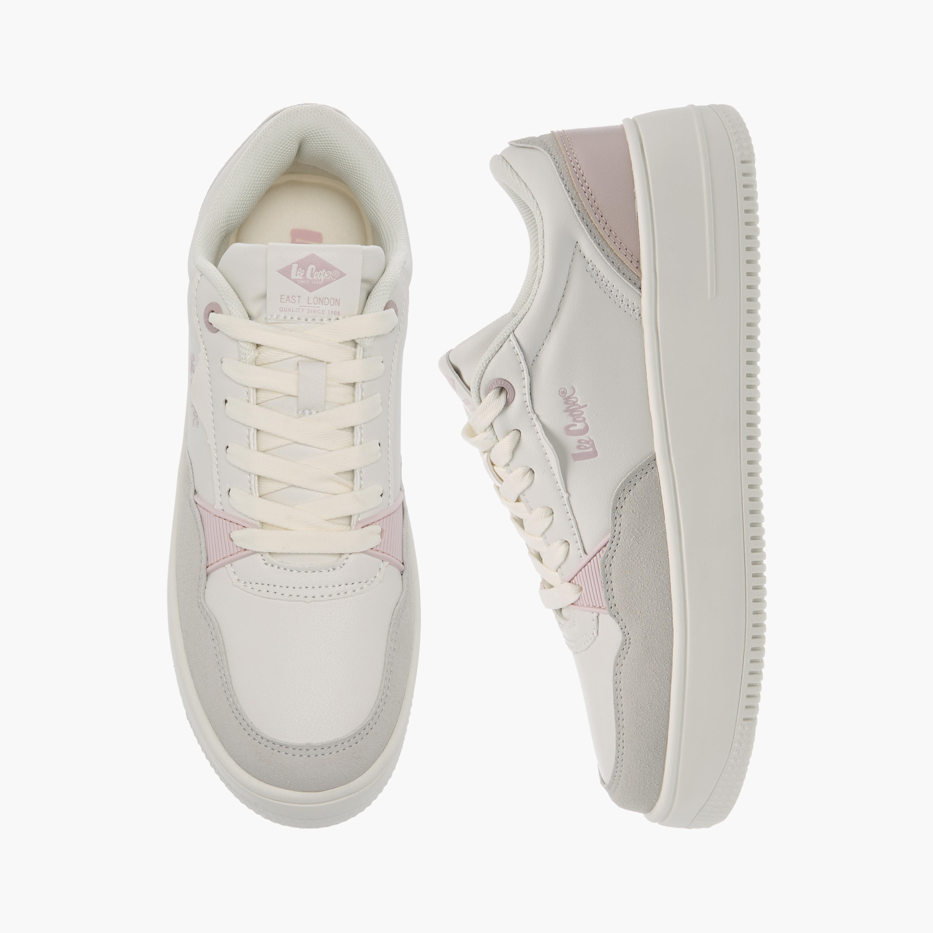 Lee Cooper Women's Logo Print Panelled Lace-Up Sneakers-women-shoes-sneakers-image-1