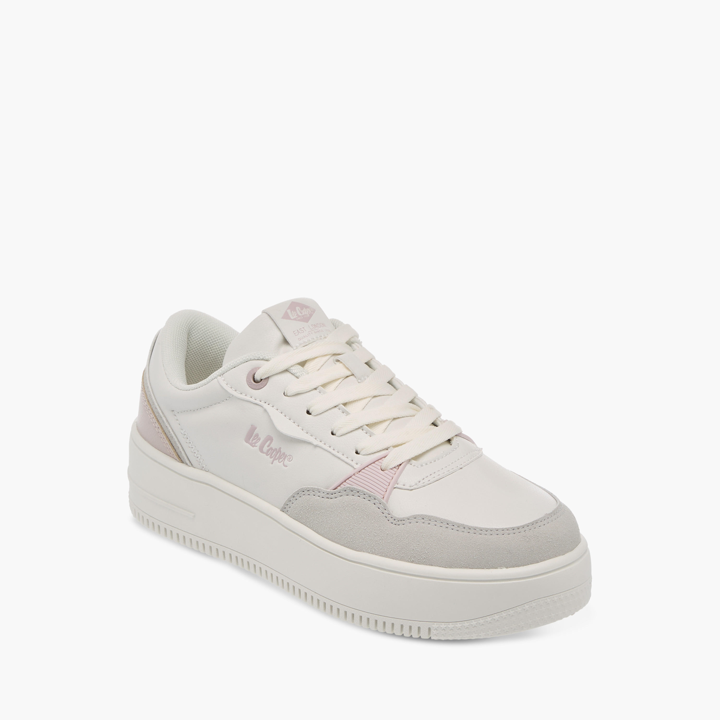 Lee Cooper Women's Logo Print Panelled Lace-Up Sneakers-women-shoes-sneakers-image-2