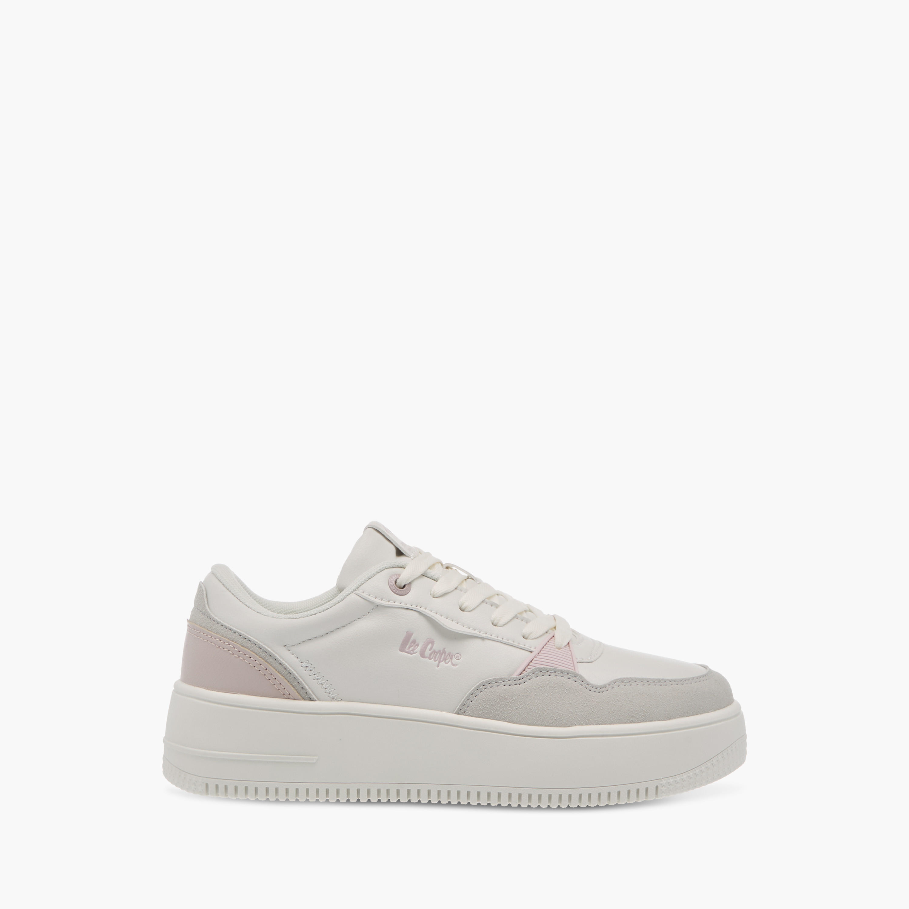 Lee Cooper Women's Logo Print Panelled Lace-Up Sneakers-women-shoes-sneakers-image-3