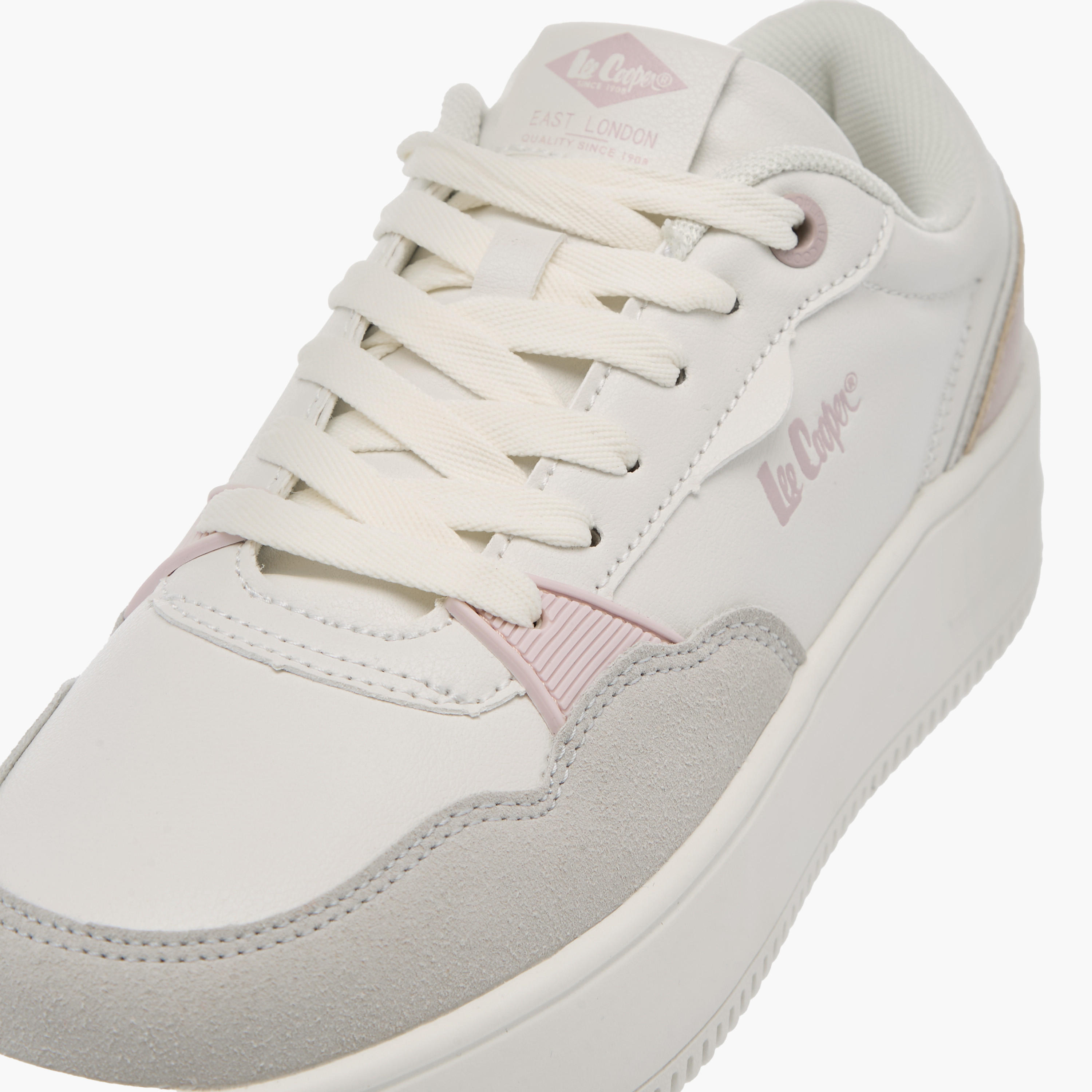 Lee Cooper Women's Logo Print Panelled Lace-Up Sneakers-women-shoes-sneakers-image-4