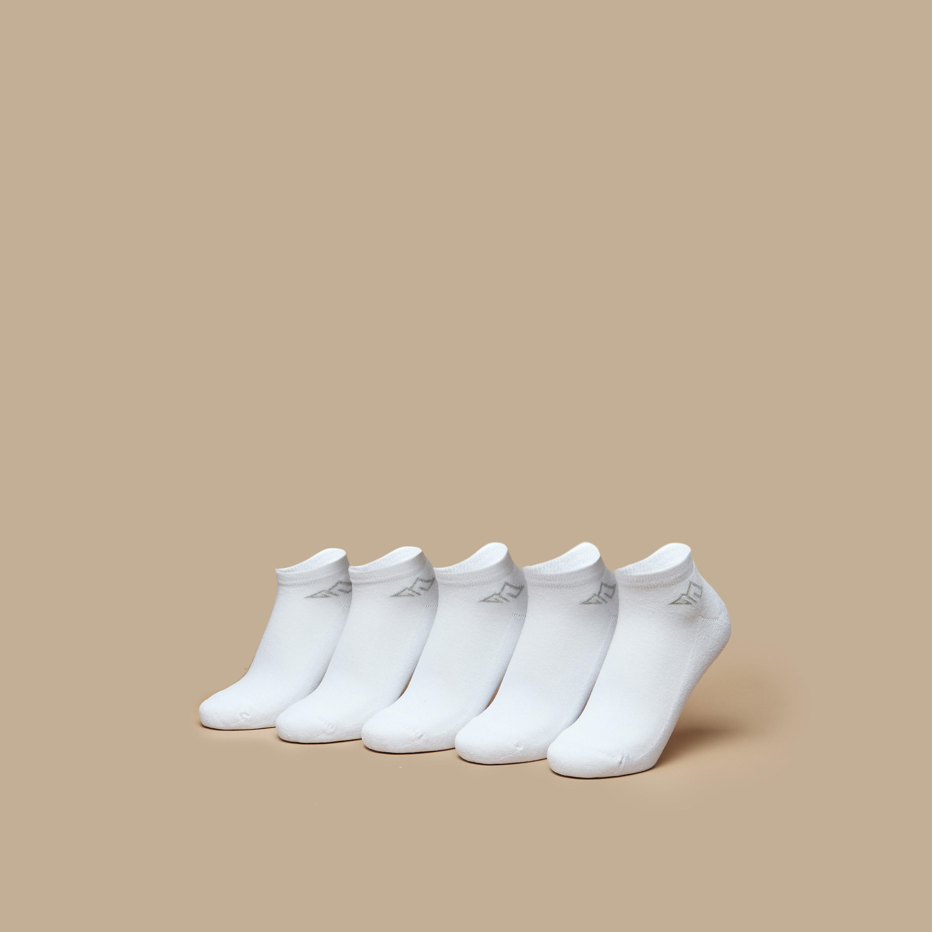 OAKLAN Logo Print Ankle Length Cushioned Sports Socks - Set of 5-women-socksandstockings-image-1
