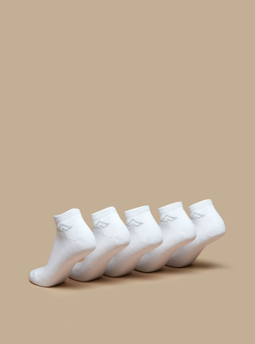 OAKLAN Logo Print Ankle Length Cushioned Sports Socks - Set of 5-women-socksandstockings-image-3