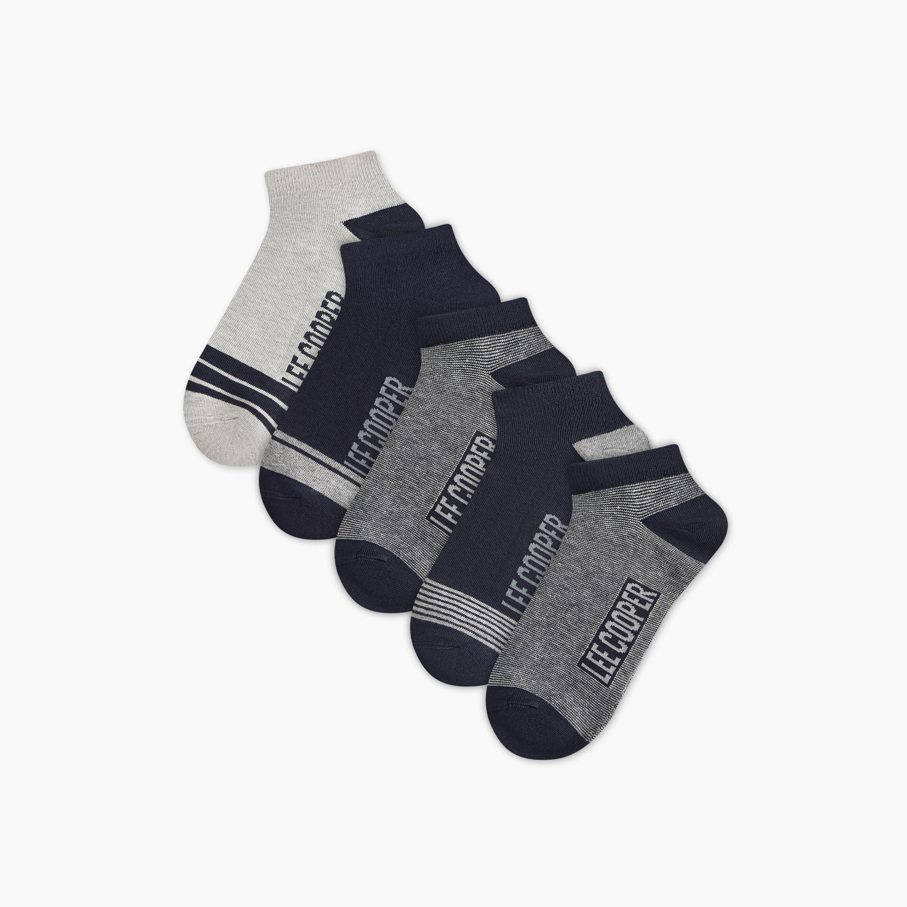 Lee Cooper Printed Non Terry Ankle Lenght Socks - Set of 5-men-socks-image-1