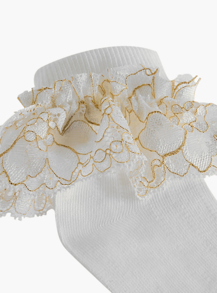 طقم جوارب غير وبرية 3 أزواج بطول الكاحل من ليتل ميسي-girls-accessories-socks-image-3