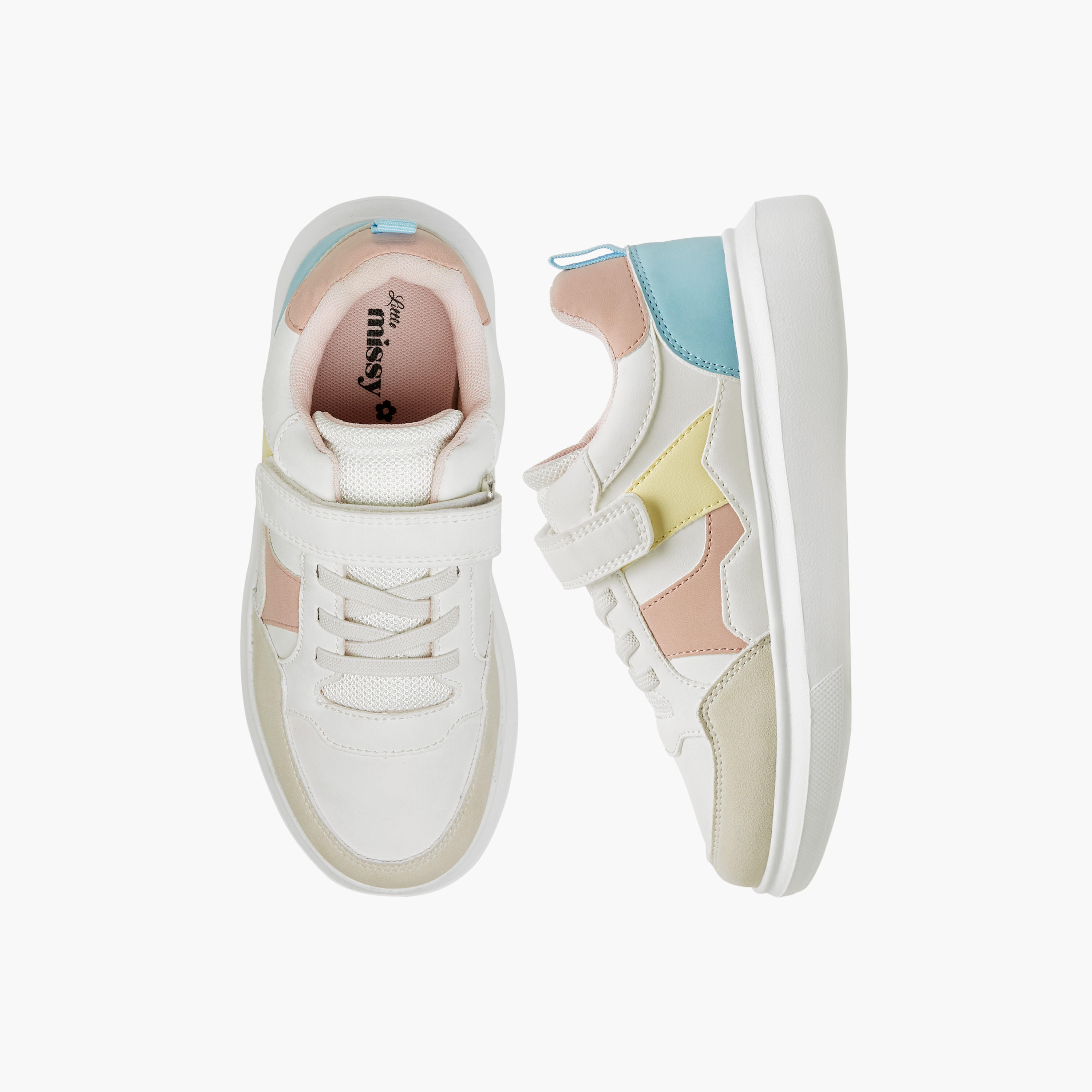 Little Missy Colourblock Sneakers with Hook and Loop Closure-girls-shoes-sneakers-image-1