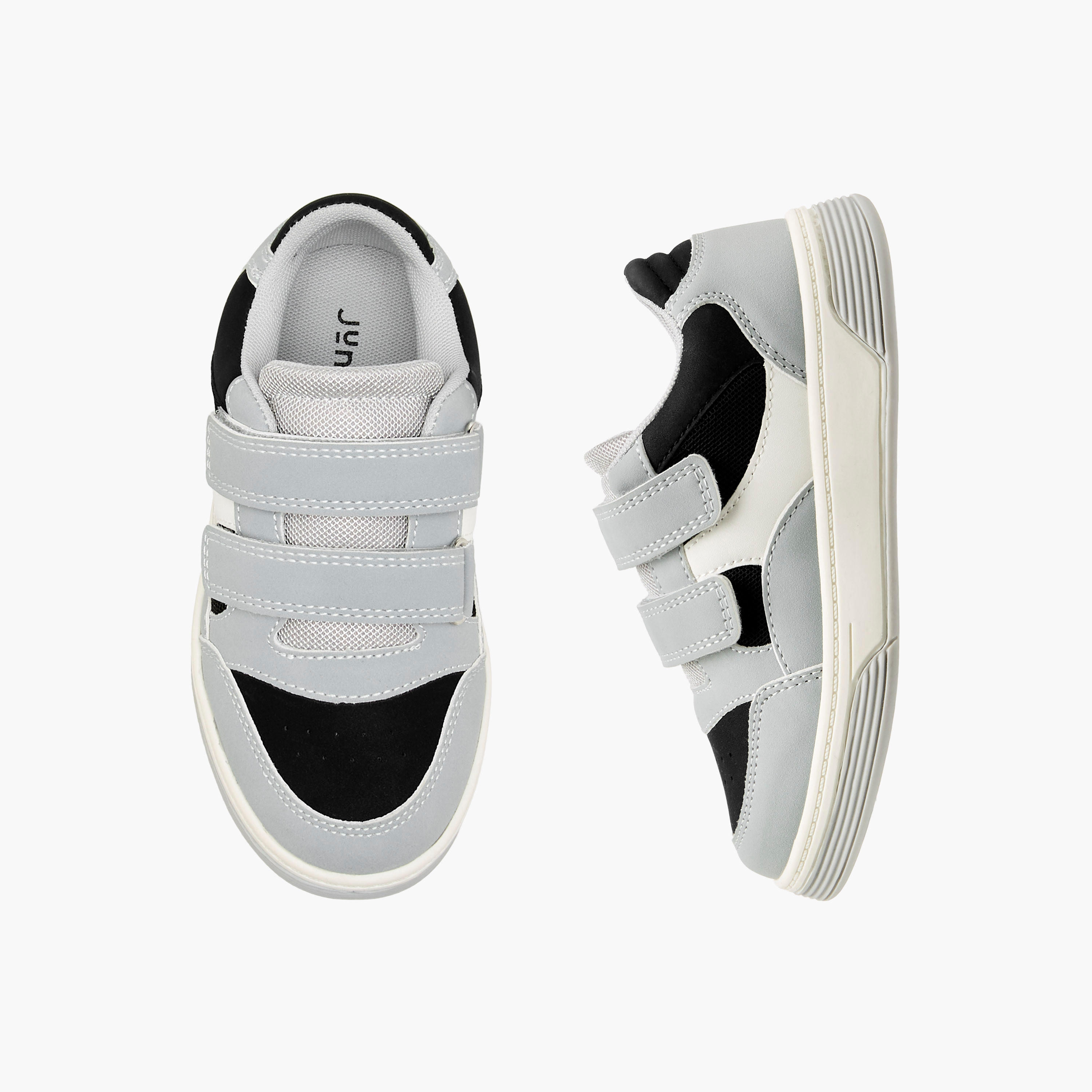 Juniors Panelled Sneakers with Hook and Loop Closure-boys-shoes-sneakers-image-1