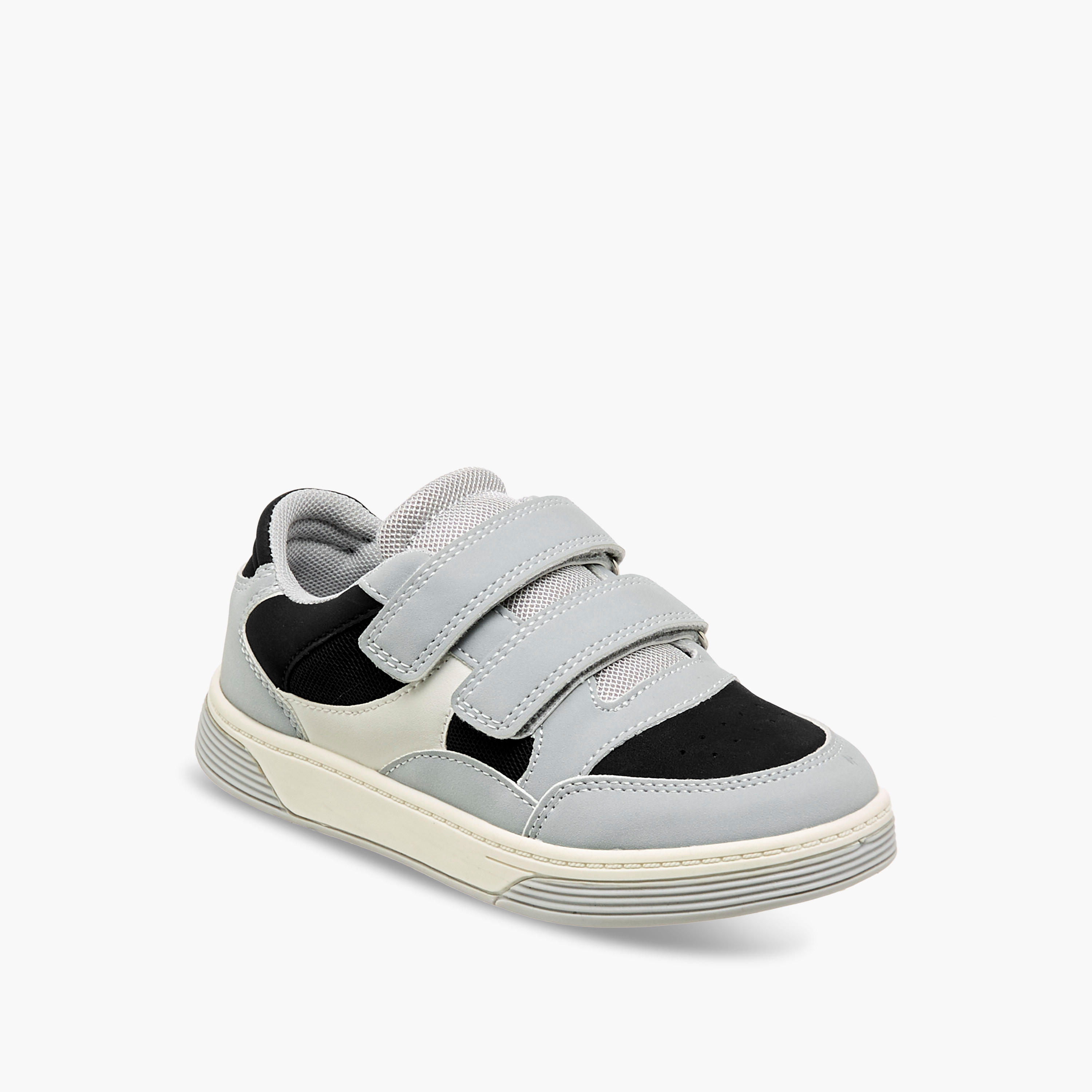 Juniors Panelled Sneakers with Hook and Loop Closure-boys-shoes-sneakers-image-2