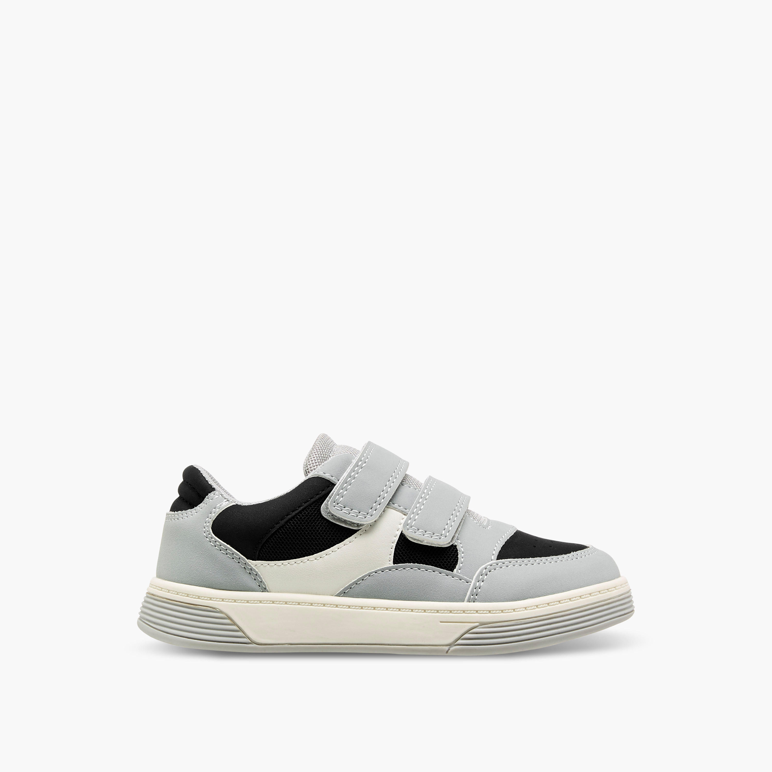 Juniors Panelled Sneakers with Hook and Loop Closure-boys-shoes-sneakers-image-3
