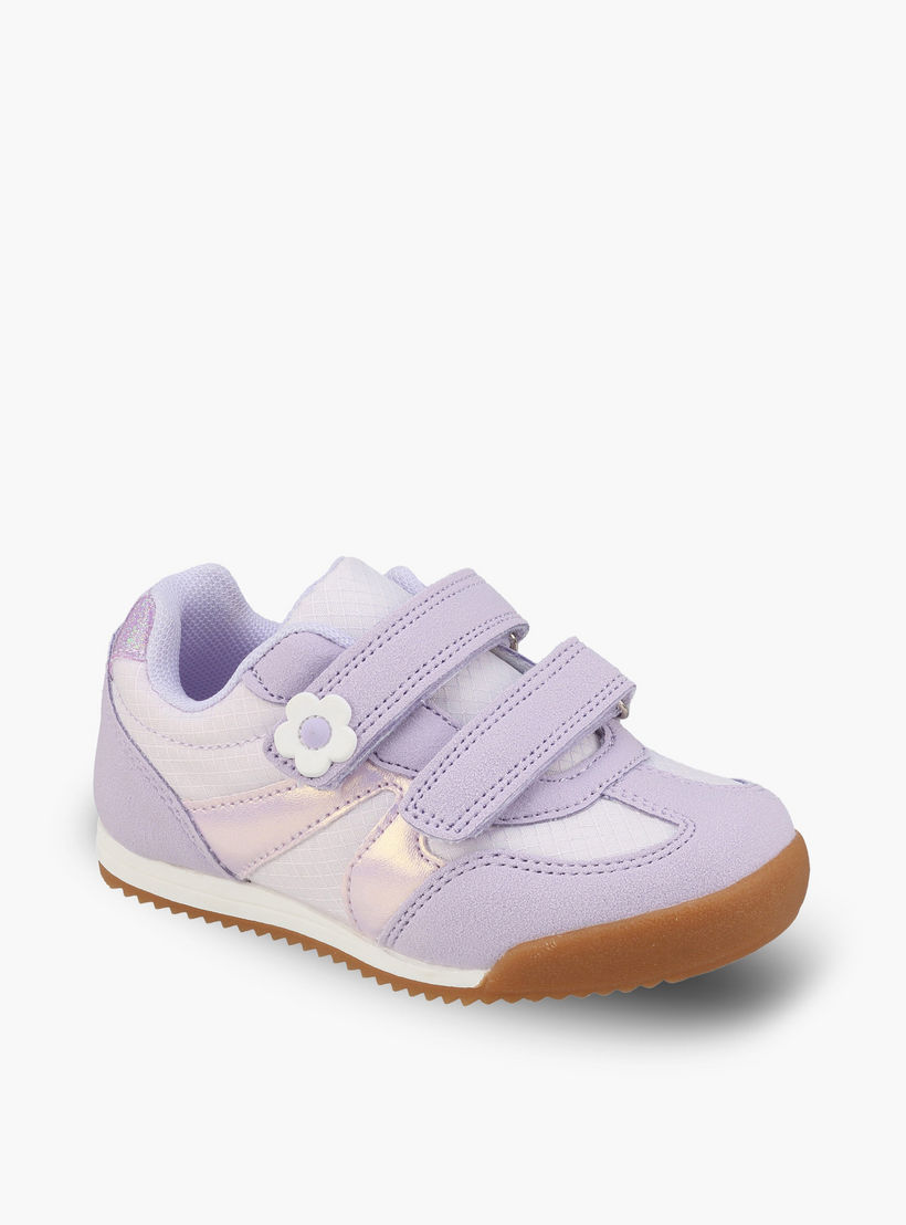 حذاء سنيكرز بشريط إغلاق لاصق وزينة زهور للبنات من جونيورز-girls-shoes-sneakers-image-2
