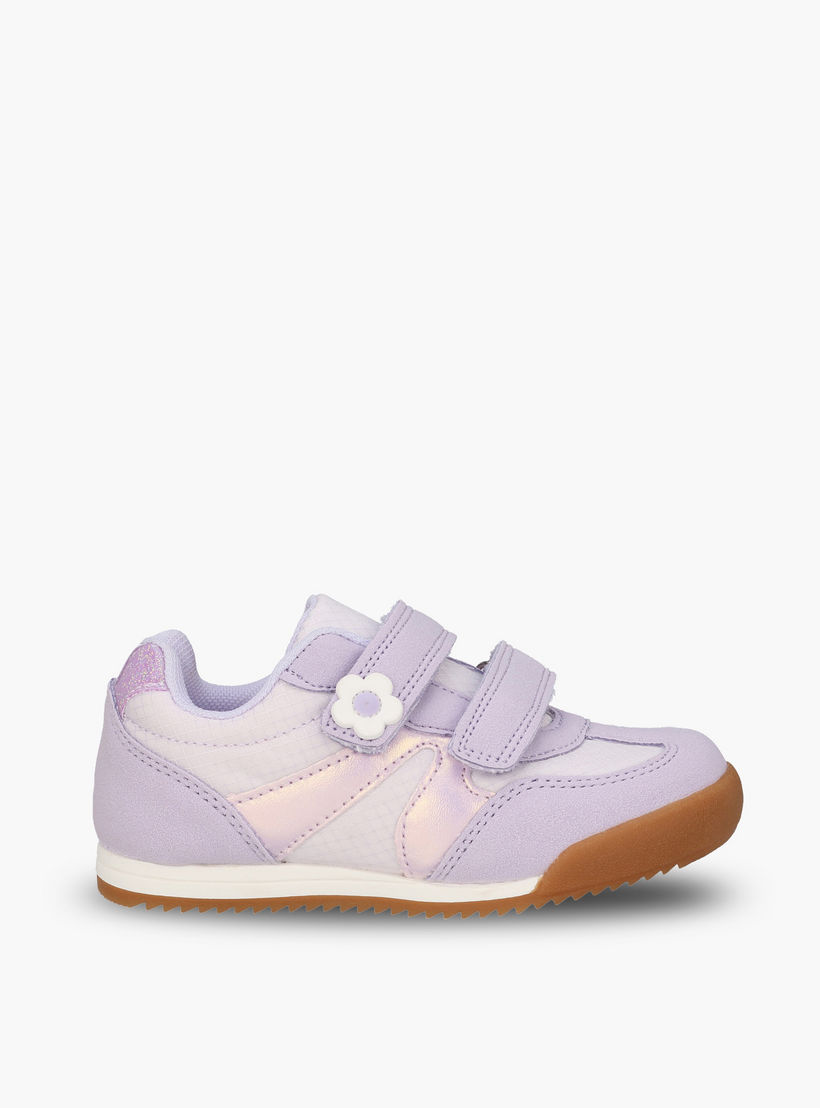 حذاء سنيكرز بشريط إغلاق لاصق وزينة زهور للبنات من جونيورز-girls-shoes-sneakers-image-3