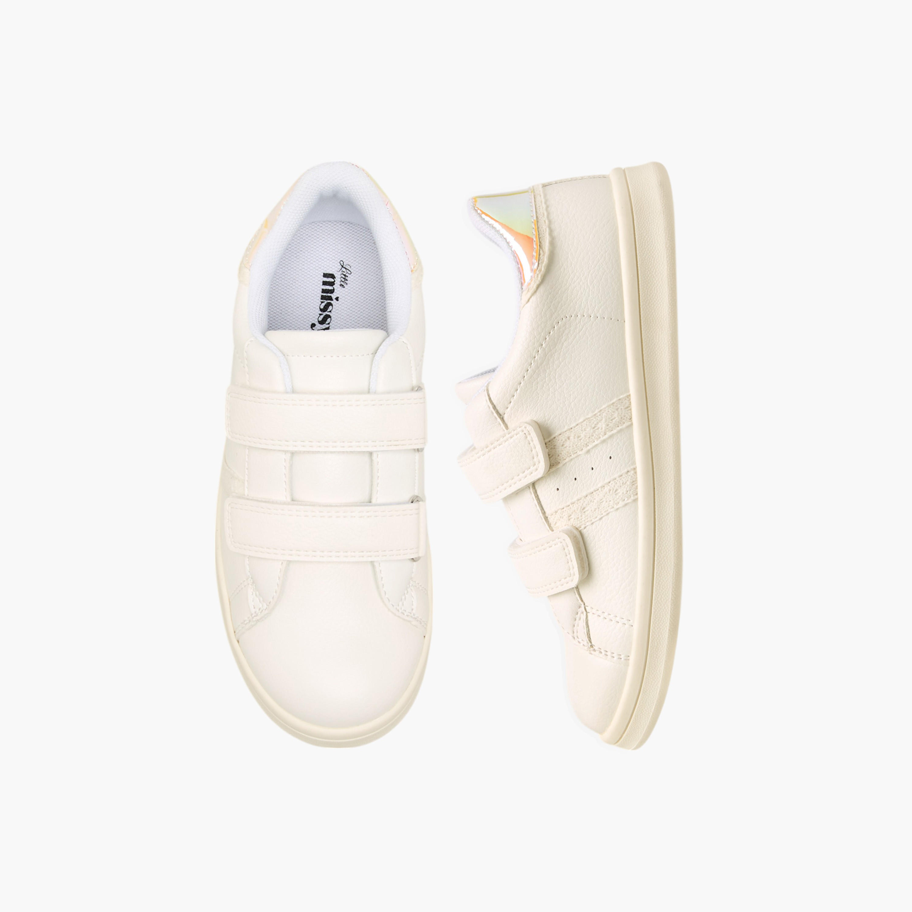 Little Missy Panelled Sneakers with Hook and Loop Closure-girls-shoes-sneakers-image-1