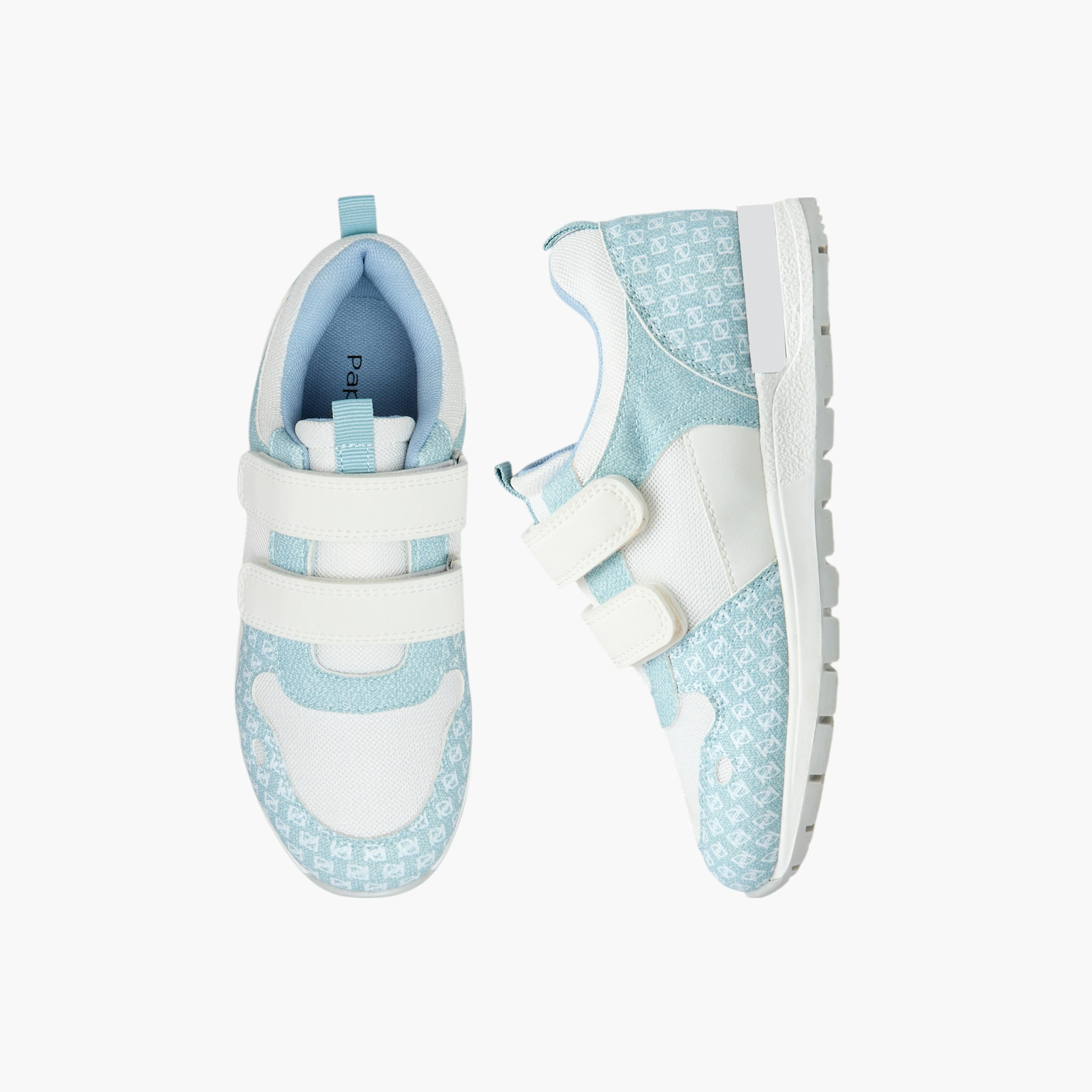Paprika Monogram Print Sneakers with Hook and Loop Closure-girls-shoes-sneakers-image-1