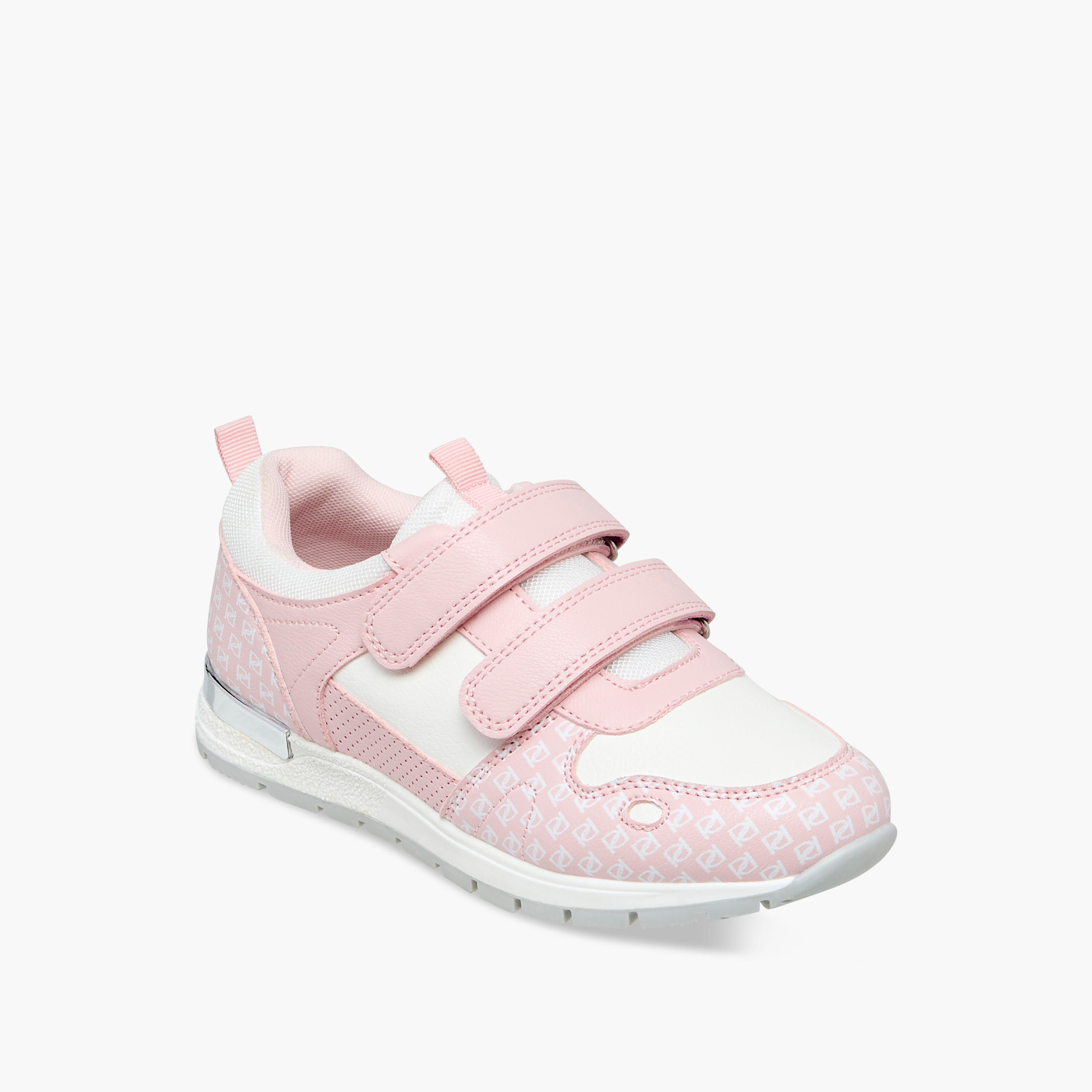 Paprika Monogram Print Sneakers with Hook and Loop Closure-girls-shoes-sneakers-image-2