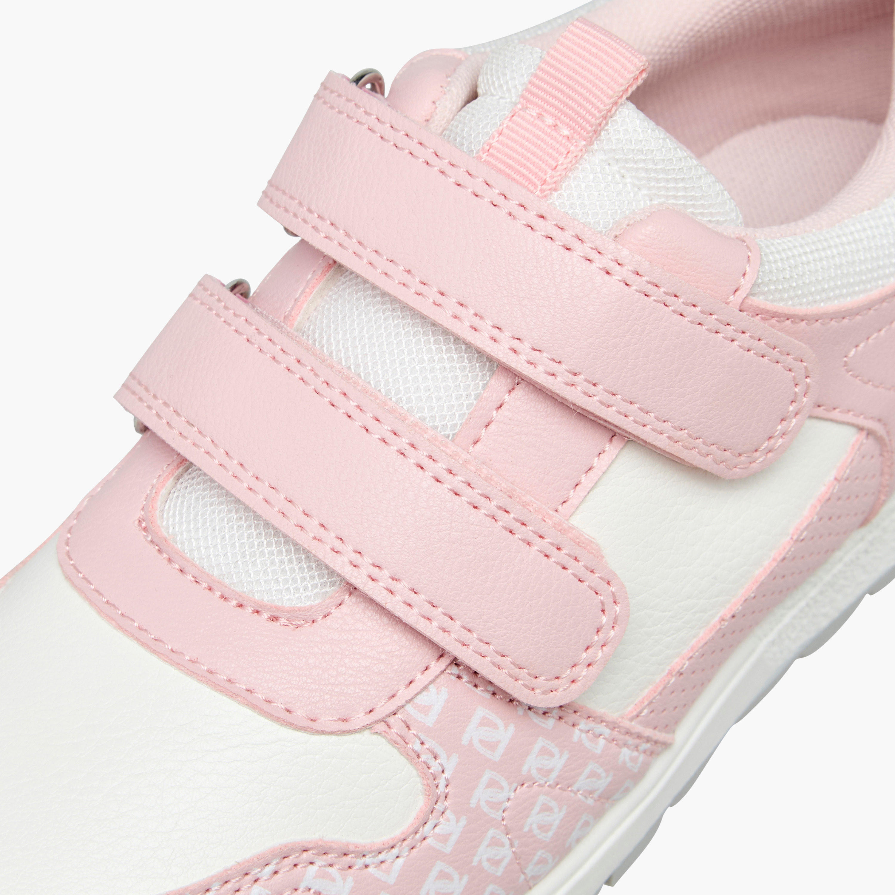 Paprika Monogram Print Sneakers with Hook and Loop Closure-girls-shoes-sneakers-image-4