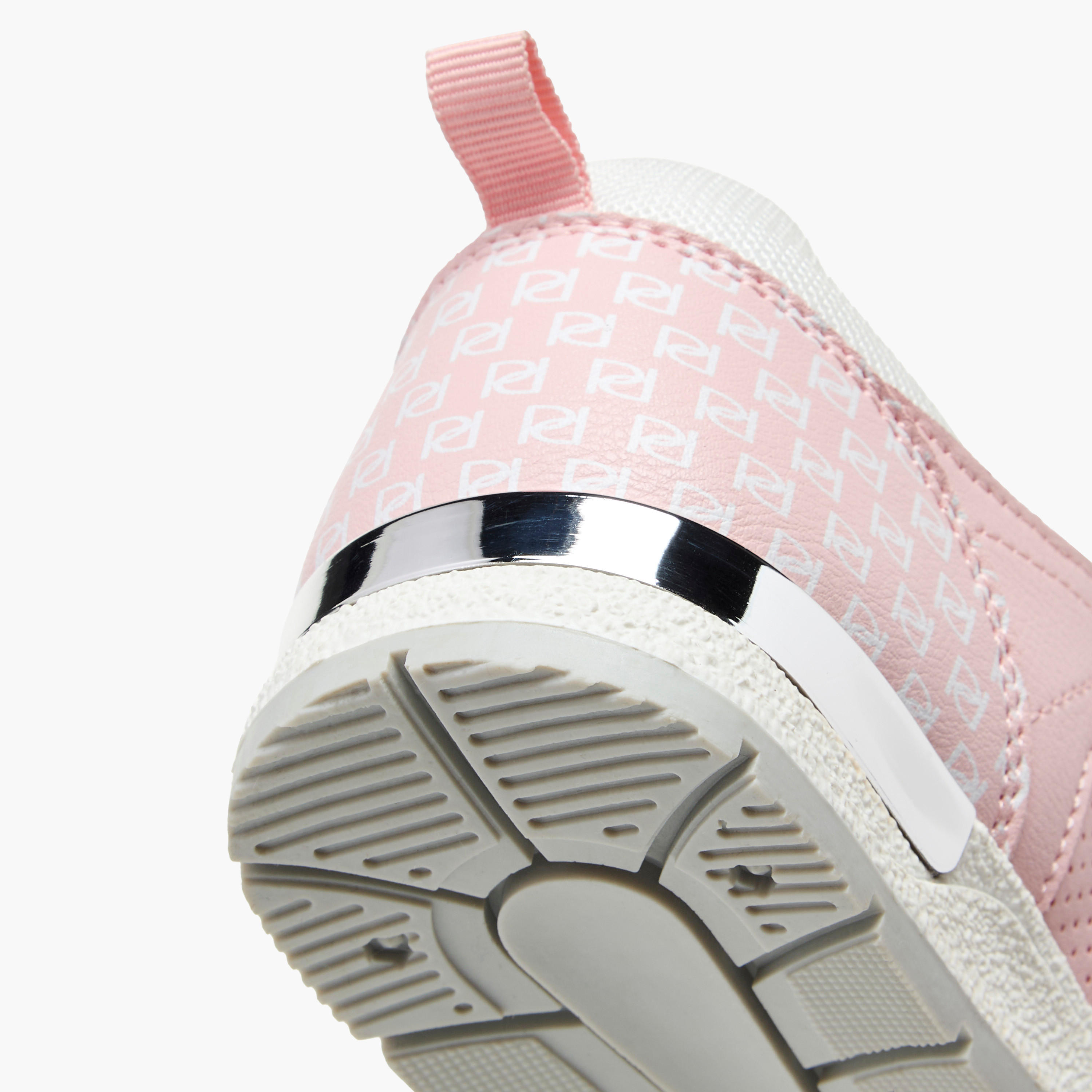 Paprika Monogram Print Sneakers with Hook and Loop Closure-girls-shoes-sneakers-image-5