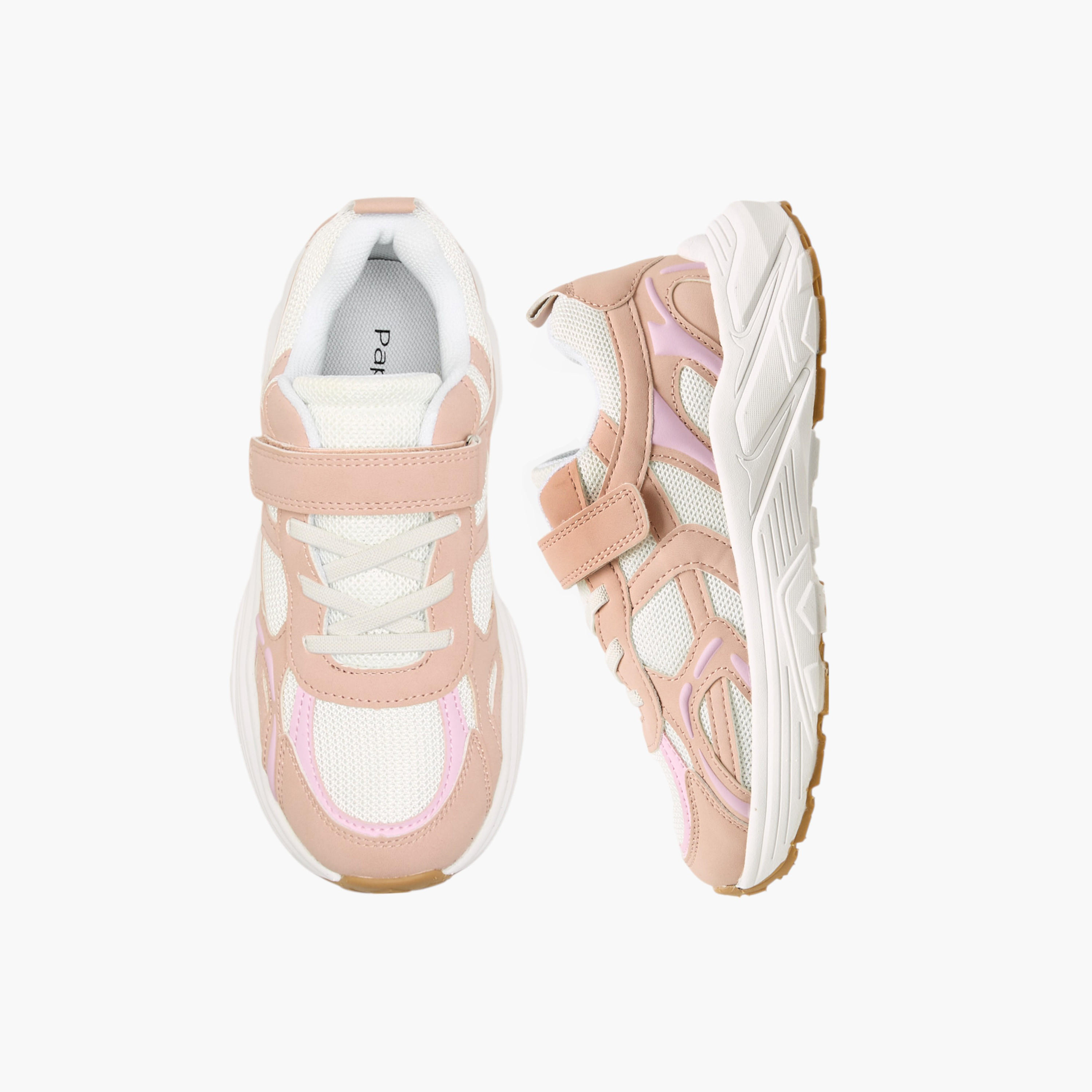 Paprika Panelled Sneakers with Hook and Loop Closure-girls-shoes-sneakers-image-1