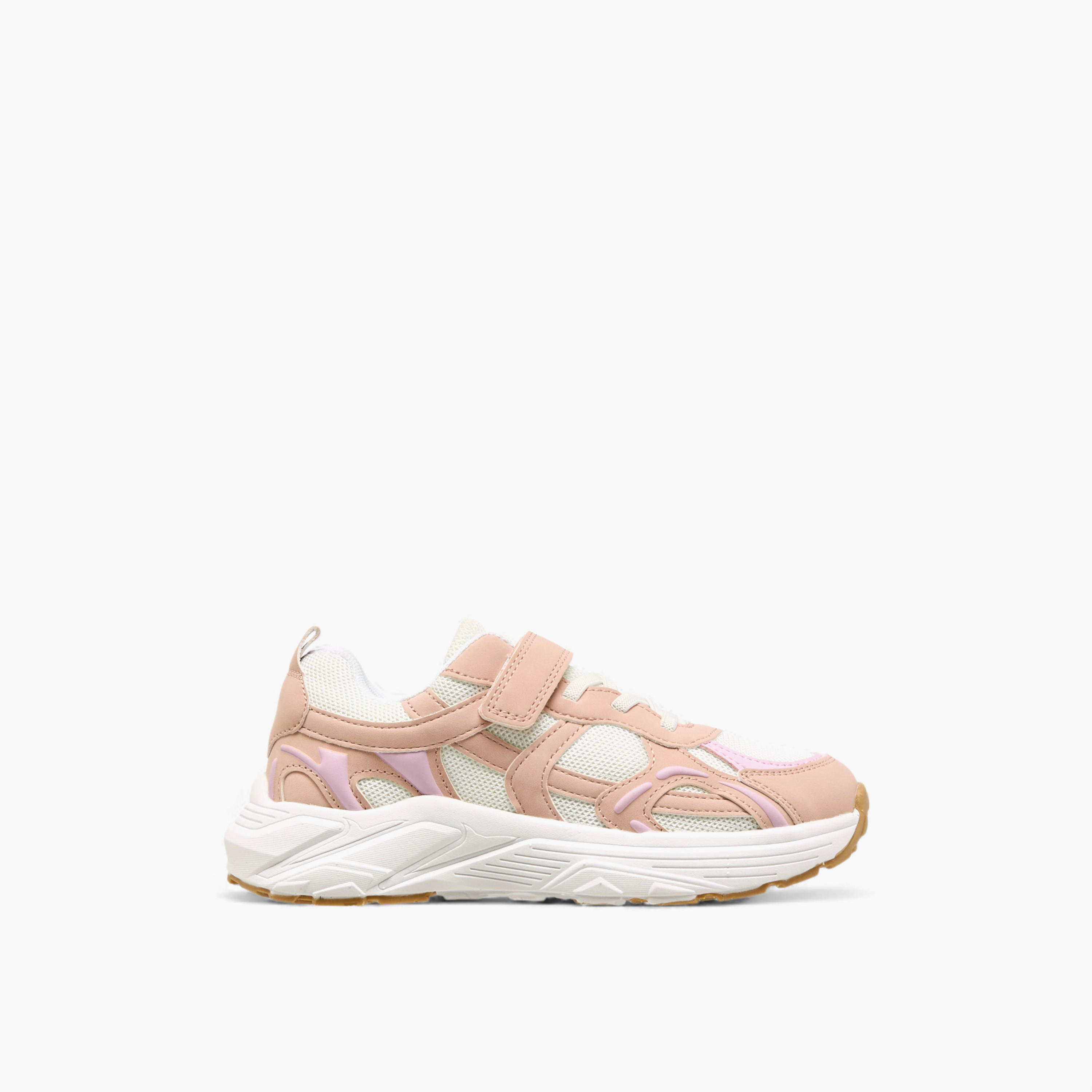 Paprika Panelled Sneakers with Hook and Loop Closure-girls-shoes-sneakers-image-3