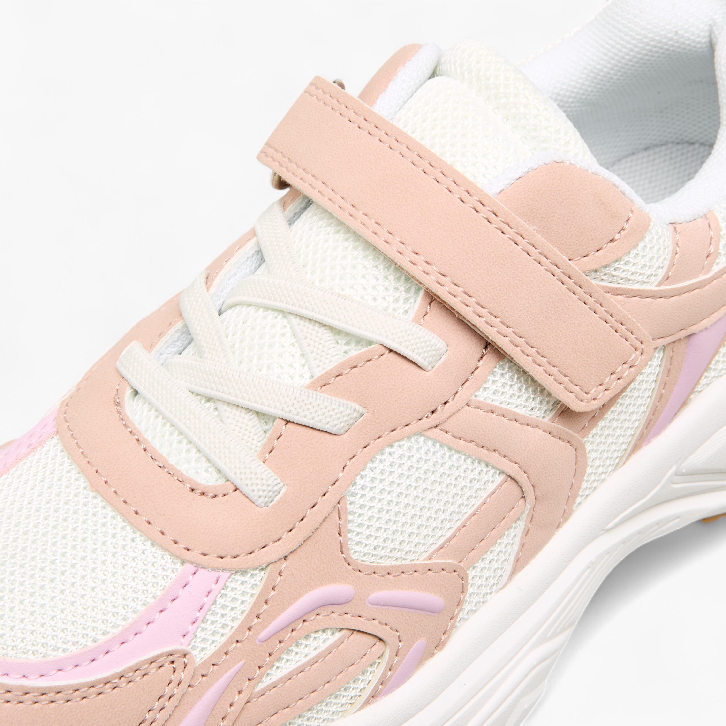 Paprika Panelled Sneakers with Hook and Loop Closure-girls-shoes-sneakers-image-4