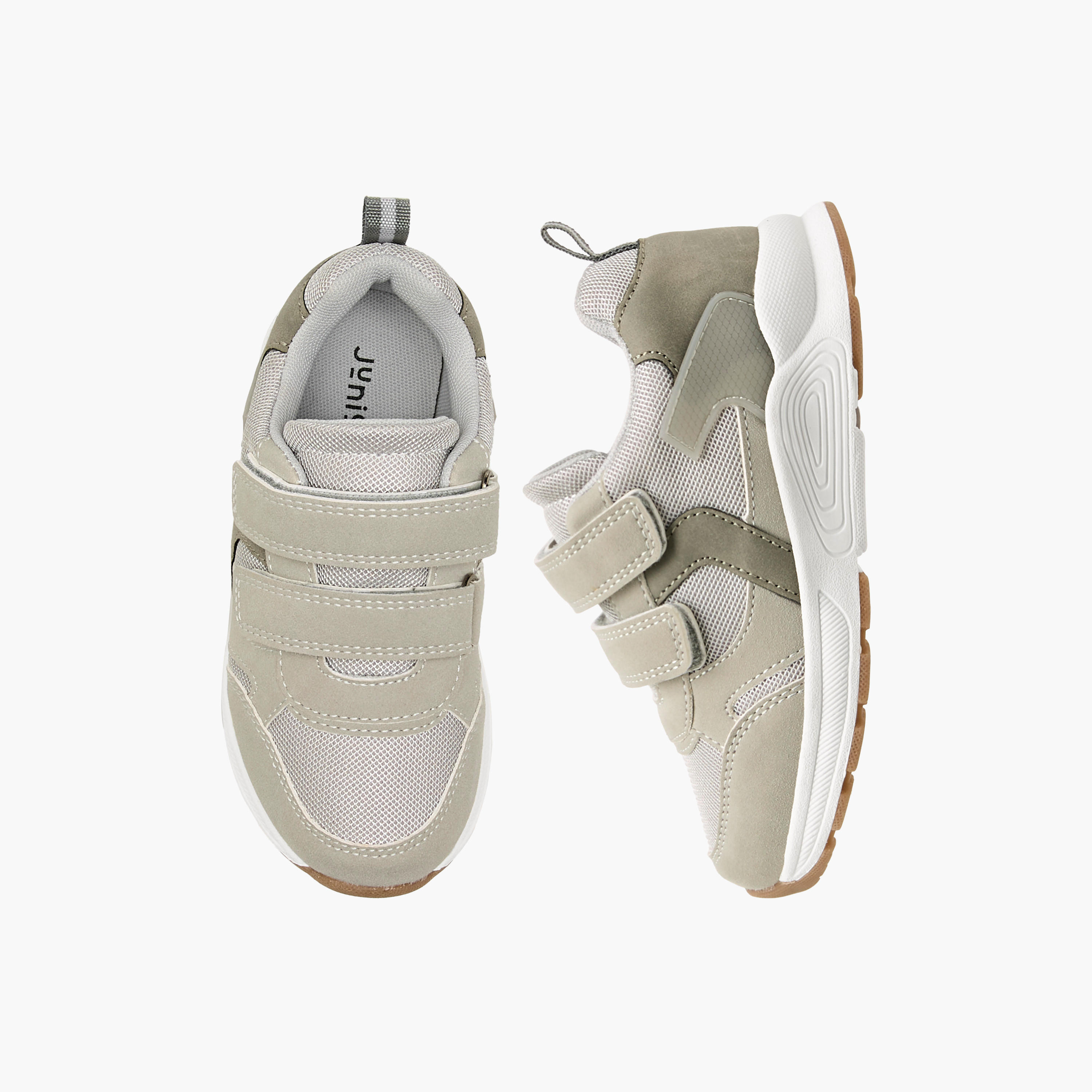 Juniors Panelled Sneakers with Hook and Loop Closure-boys-shoes-sneakers-image-1