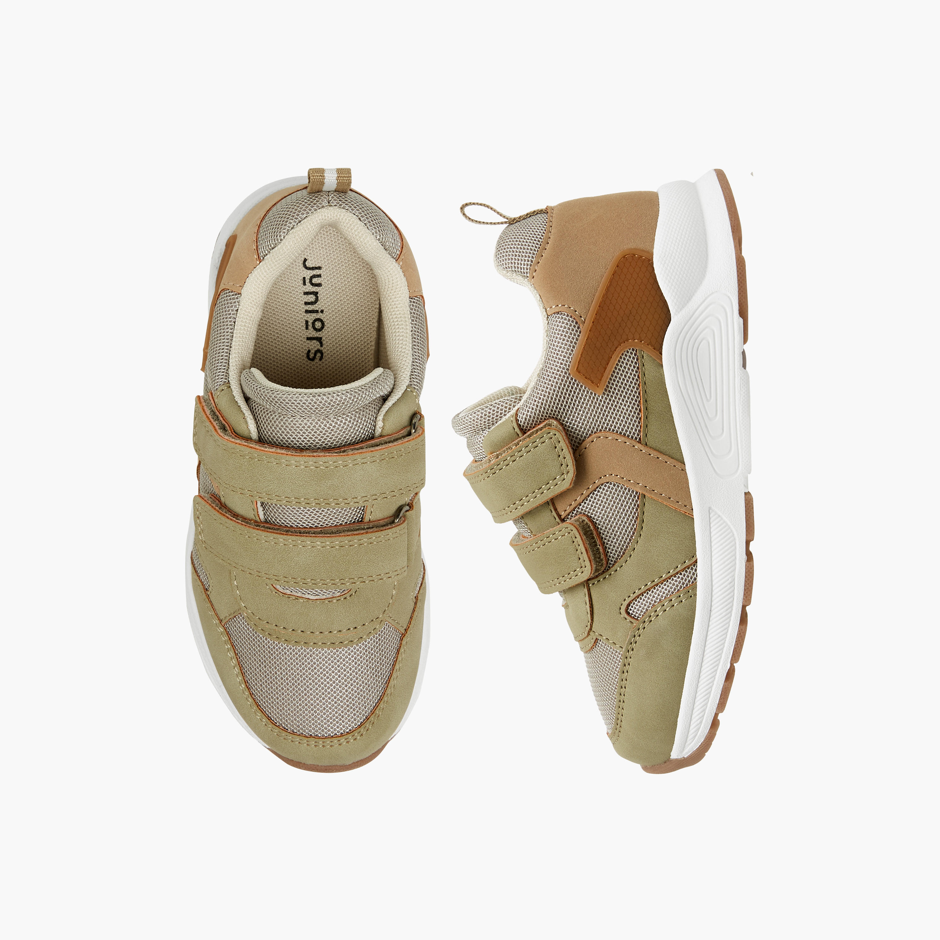 Juniors Panelled Sneakers with Hook and Loop Closure-boys-shoes-sneakers-image-1