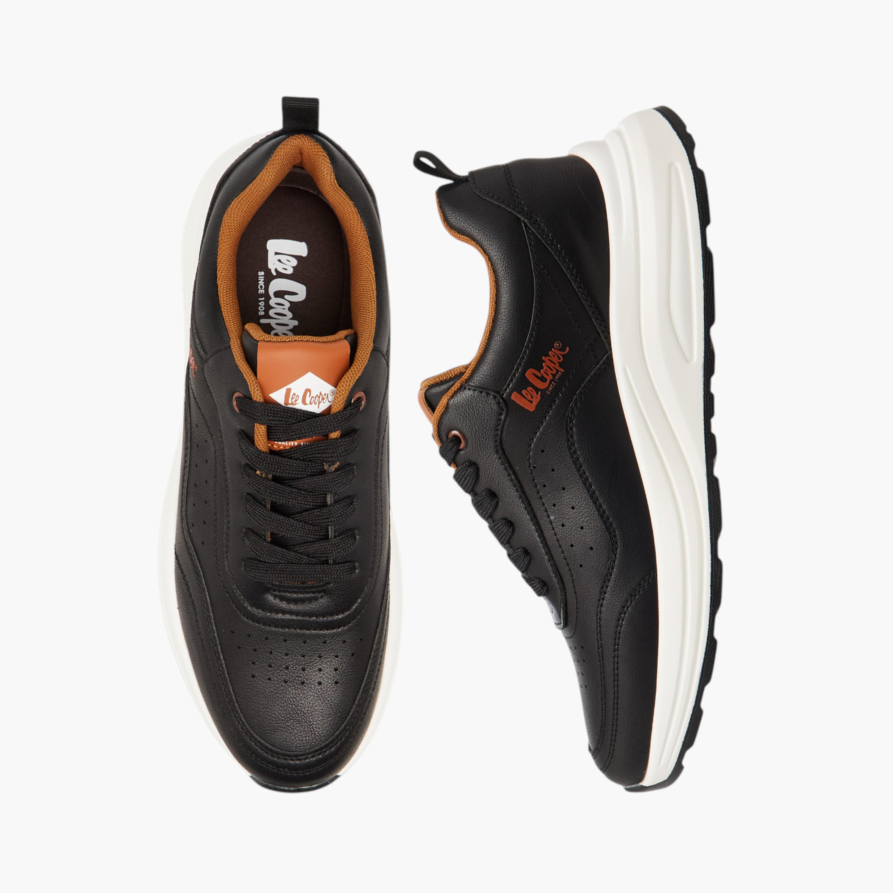 Lee Cooper Men's Perforated Panelled Lace-Up Sneakers-men-shoes-sneakers-image-1