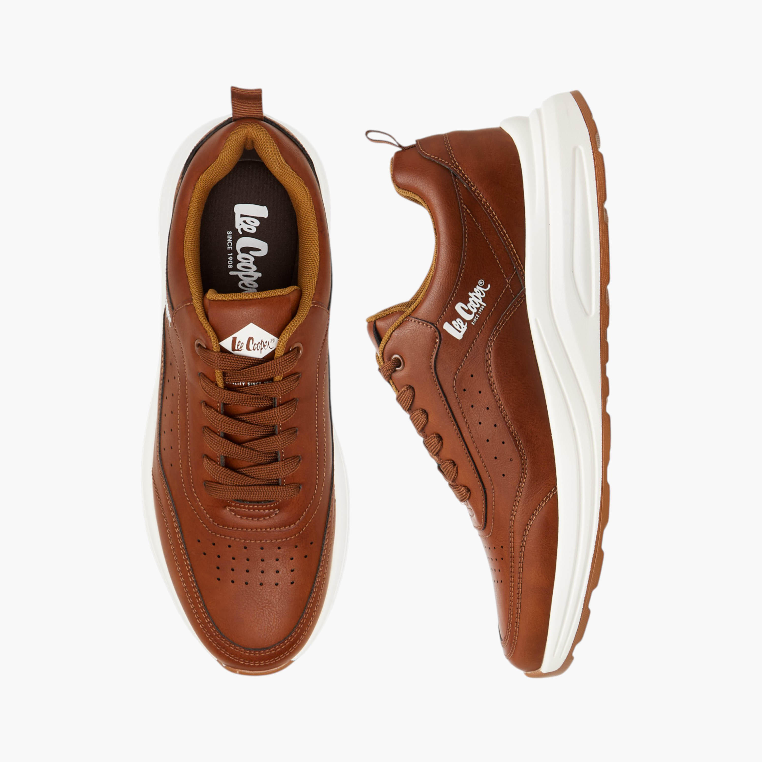 Lee Cooper Men's Perforated Panelled Lace-Up Sneakers-men-shoes-sneakers-image-1