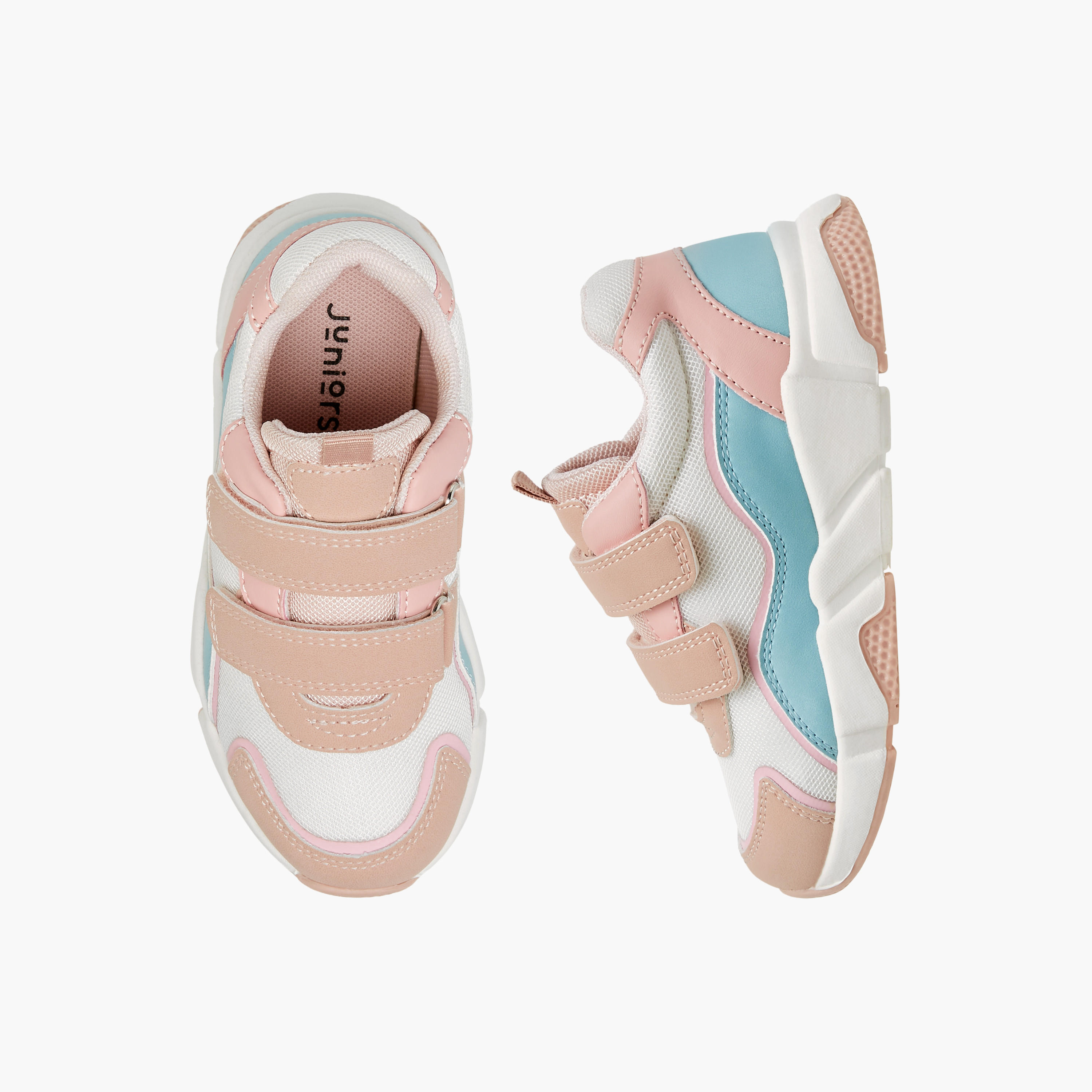 Juniors Colourblock Sneakers with Hook and Loop Closure-girls-shoes-sneakers-image-1
