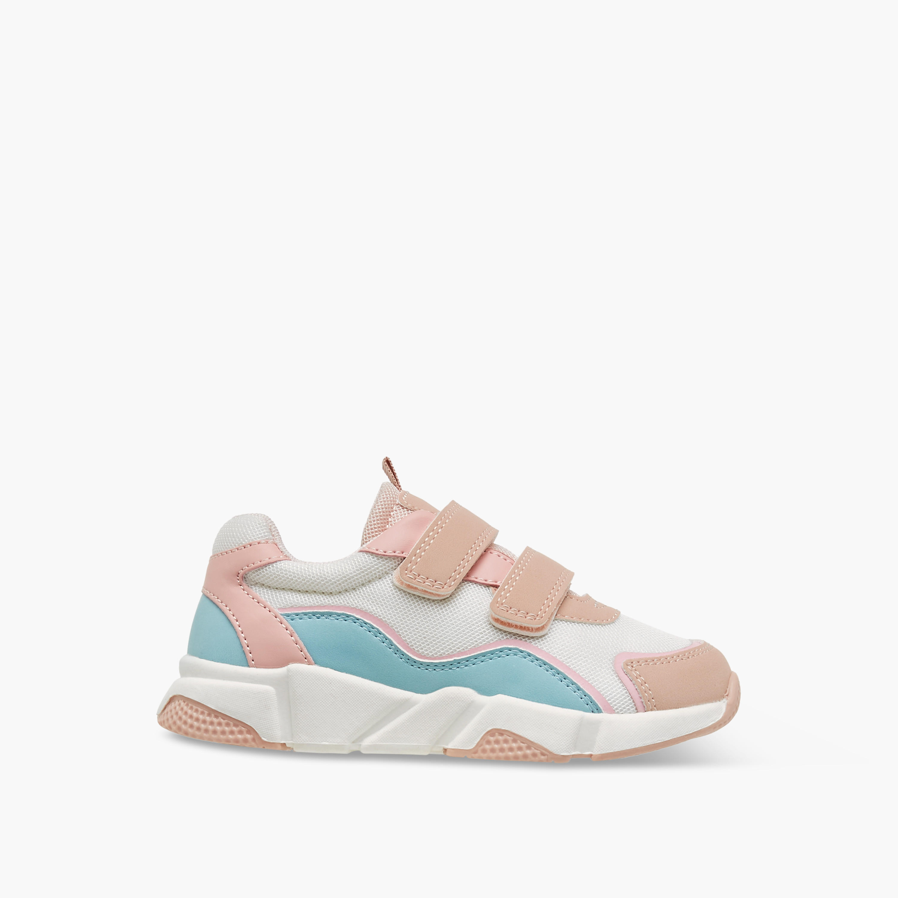 Juniors Colourblock Sneakers with Hook and Loop Closure-girls-shoes-sneakers-image-3