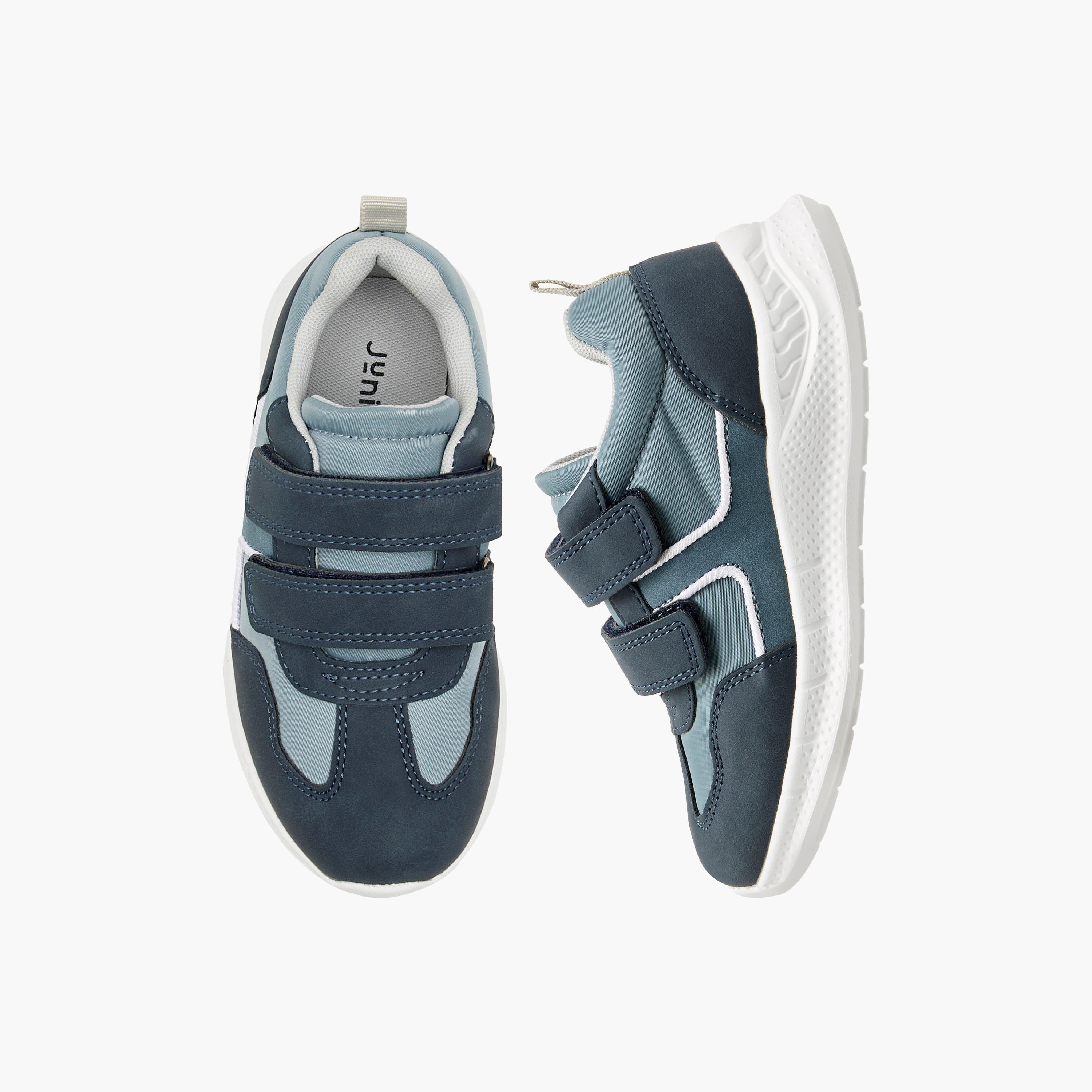 Juniors Panelled Sneakers with Hook and Loop Closure-boys-shoes-sneakers-image-1