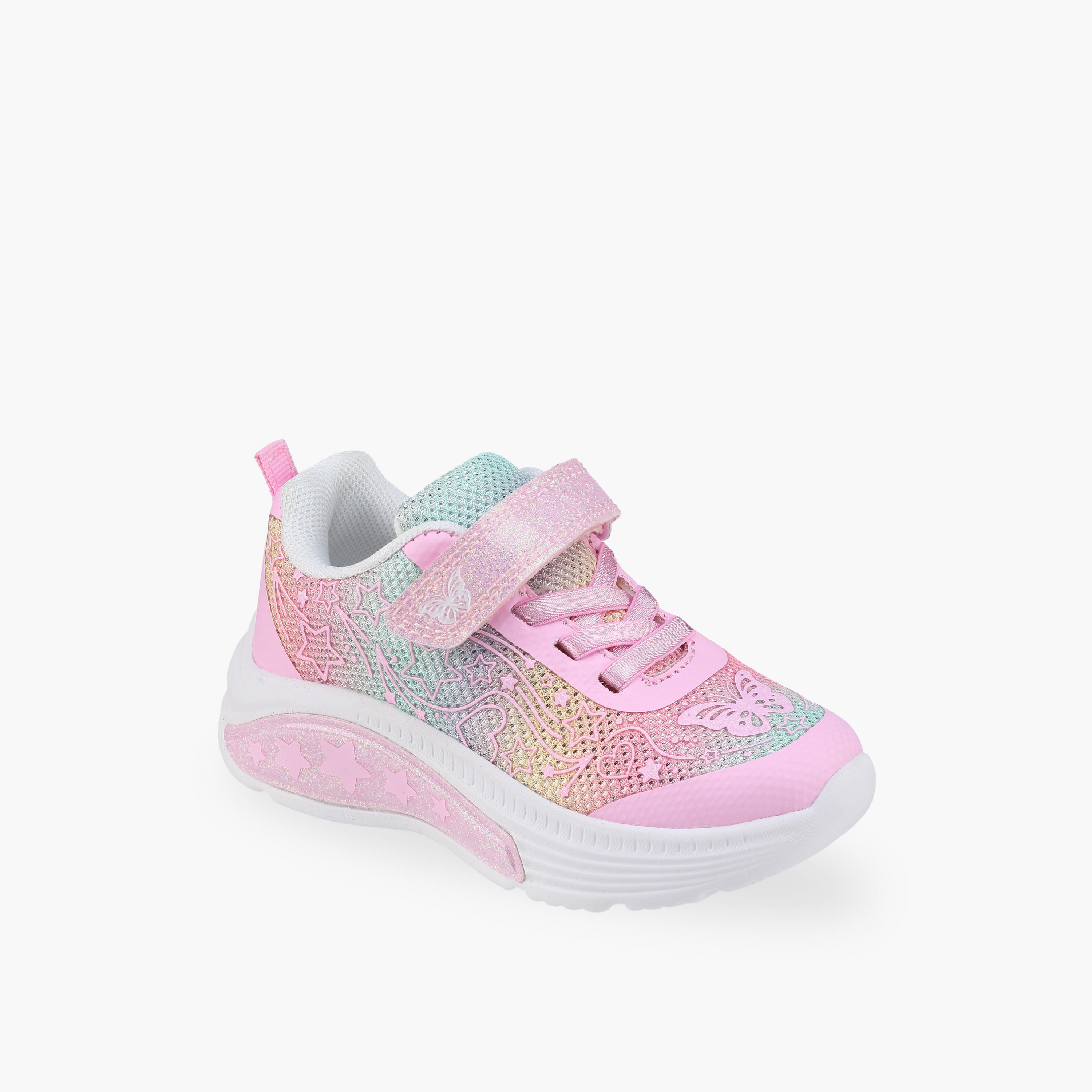 حذاء سنيكرز جليتر وشريط إغلاق لاصق للبنات من فلورا بيلا-girls-shoes-sneakers-image-2