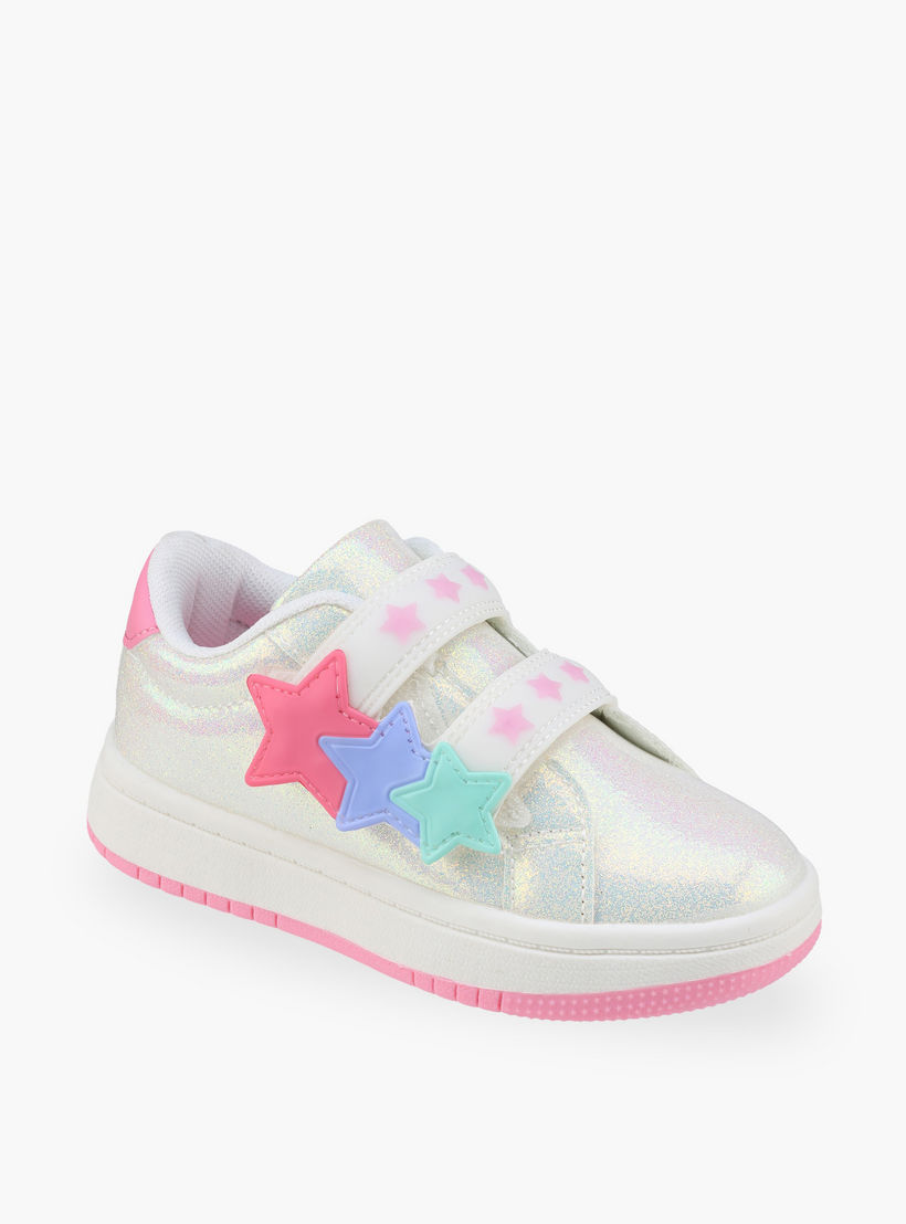 Flora Bella Girls Star Applique Hook & Loop Sneakers-girls-shoes-sneakers-image-2