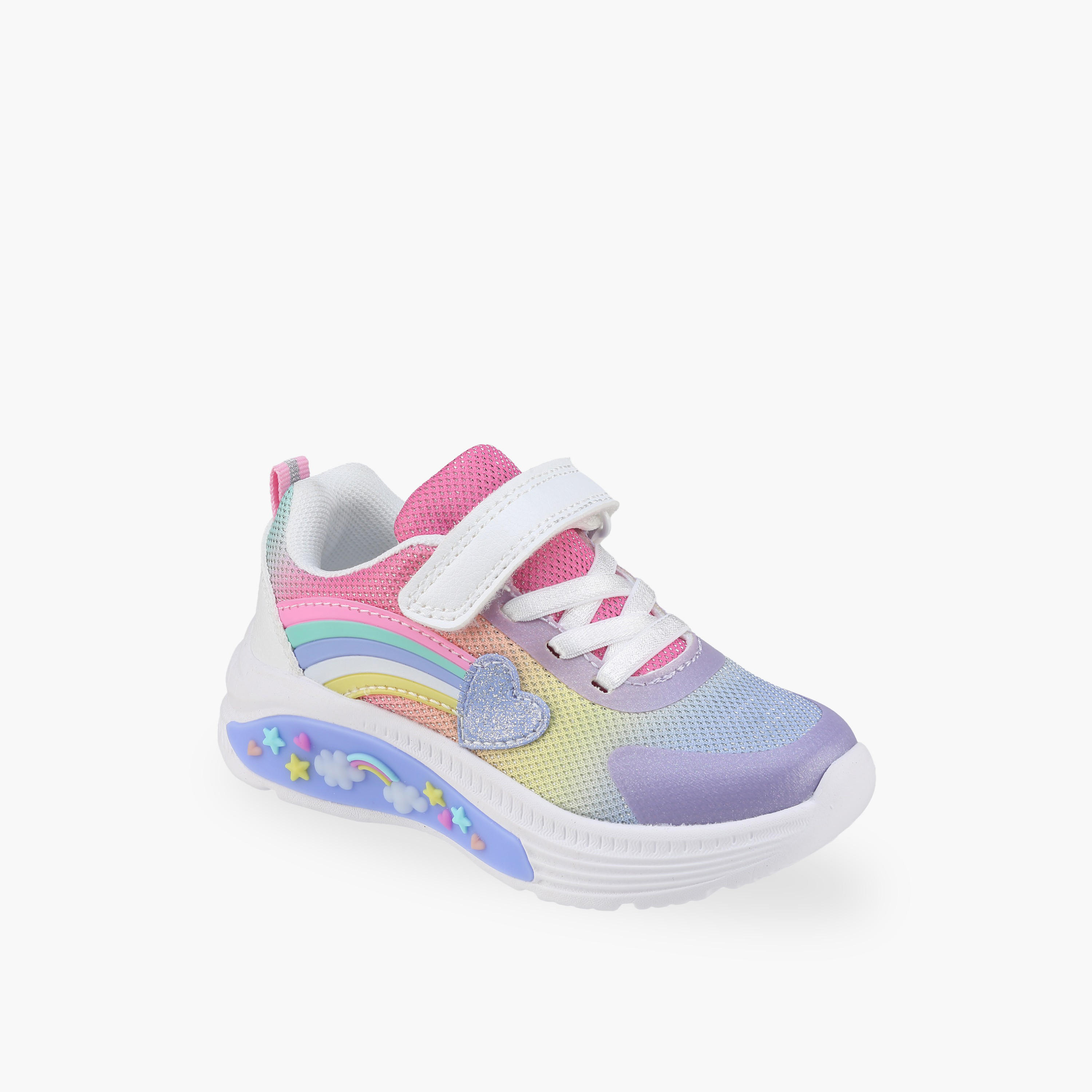 حذاء سنيكرز بتفاصيل قوس قزح وشريط إغلاق لاصق للبنات من فلورا بيلا-girls-shoes-sneakers-image-2