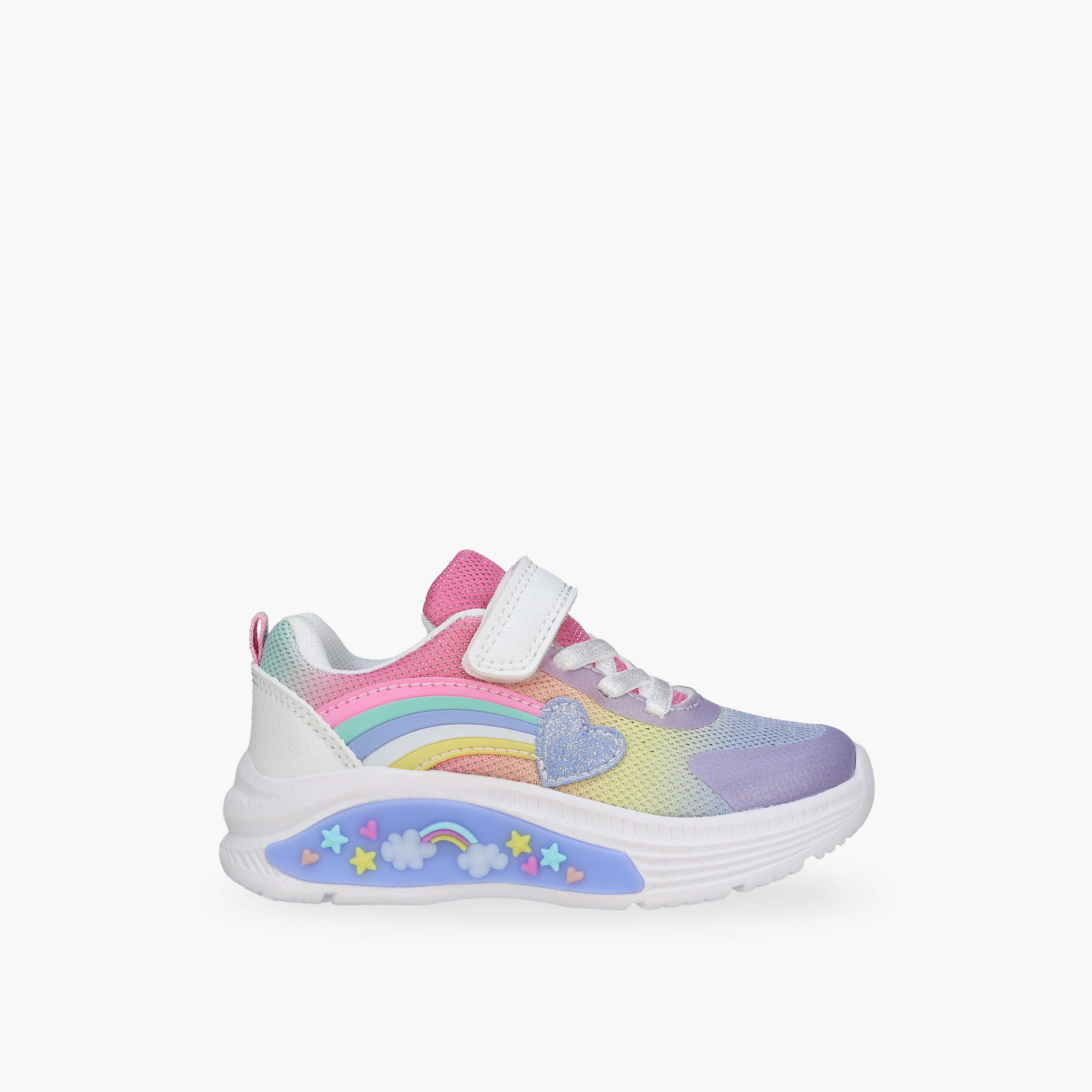 حذاء سنيكرز بتفاصيل قوس قزح وشريط إغلاق لاصق للبنات من فلورا بيلا-girls-shoes-sneakers-image-3