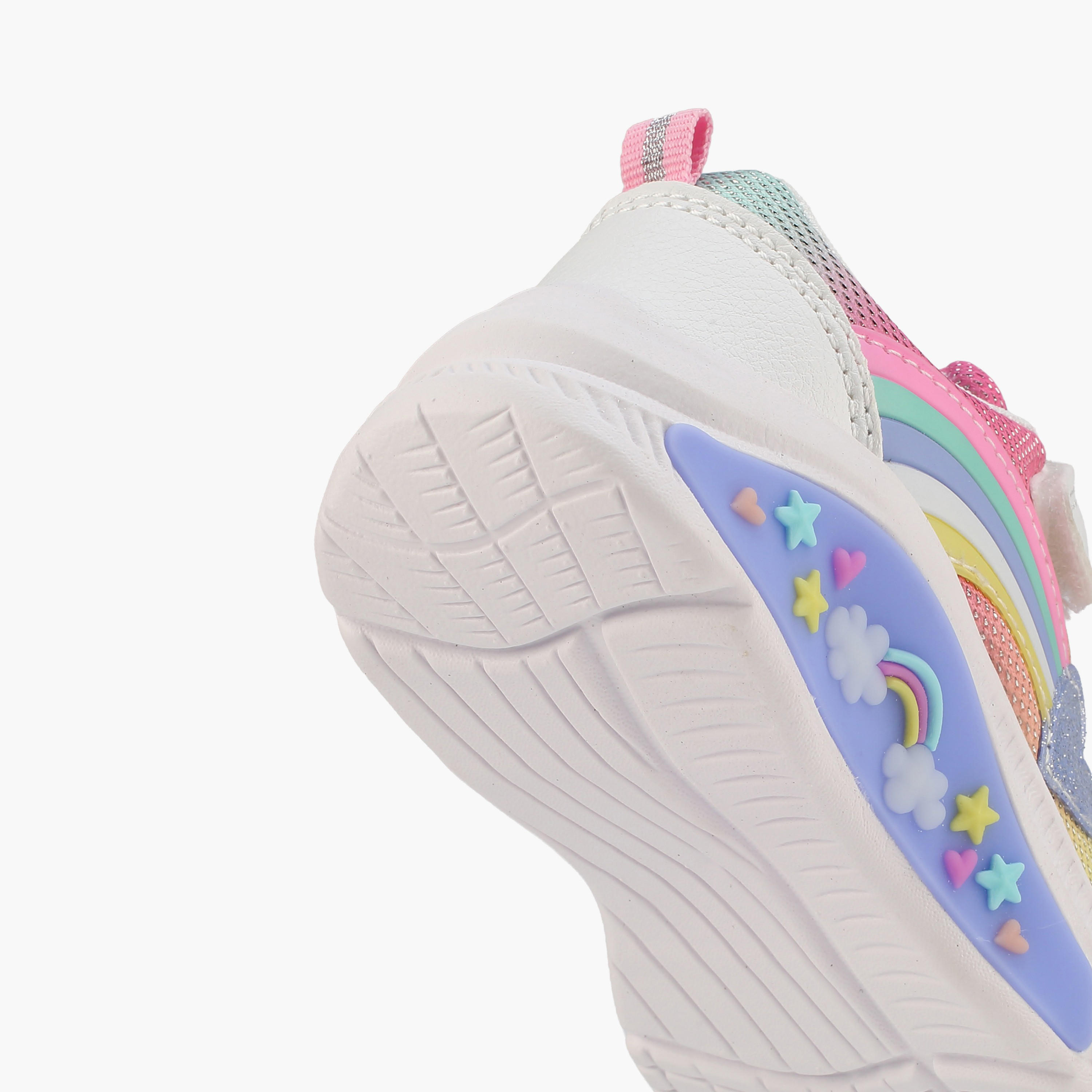 حذاء سنيكرز بتفاصيل قوس قزح وشريط إغلاق لاصق للبنات من فلورا بيلا-girls-shoes-sneakers-image-5