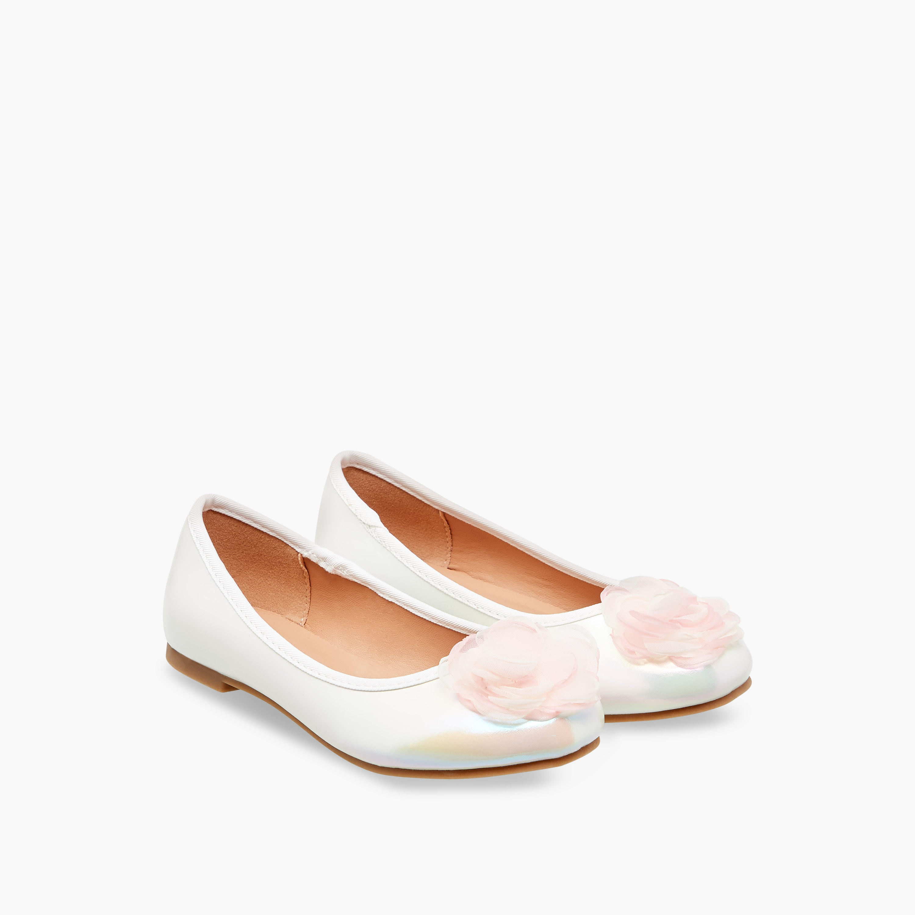 Little Missy Floral Accent Slip-On Ballerina Shoes-girls-shoes-ballerinas-image-1