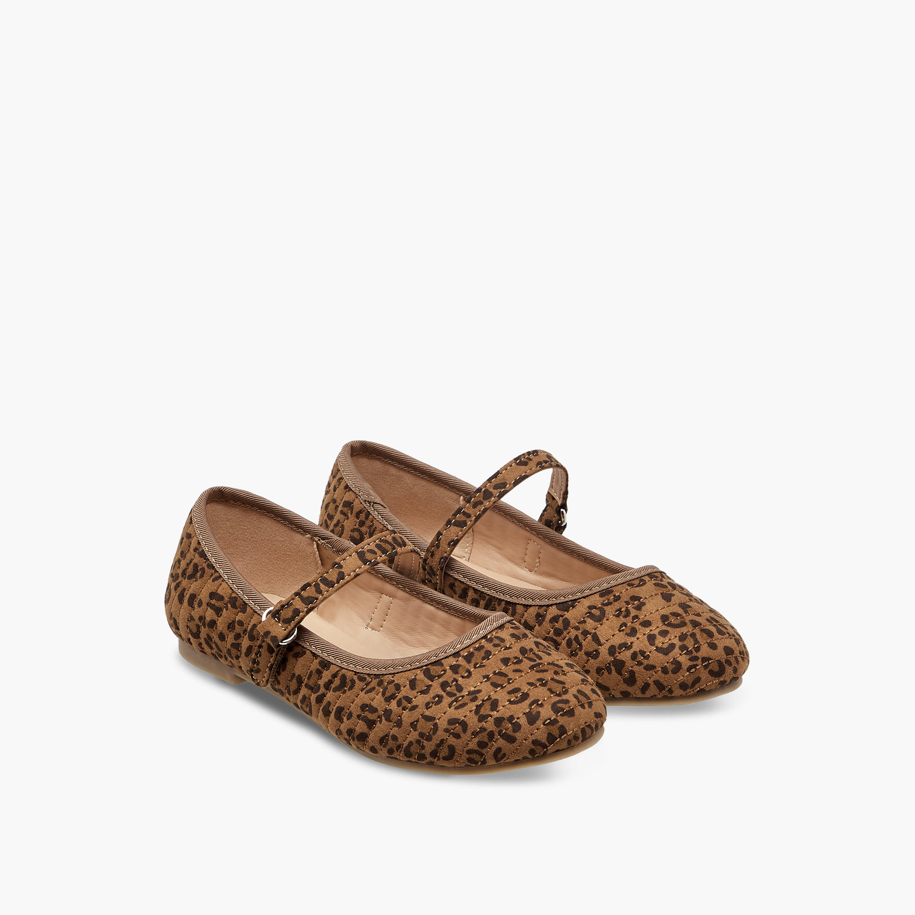 Little Missy Animal Print Ballerina Shoes with Hook and Loop Closure-girls-shoes-maryjanes-image-1