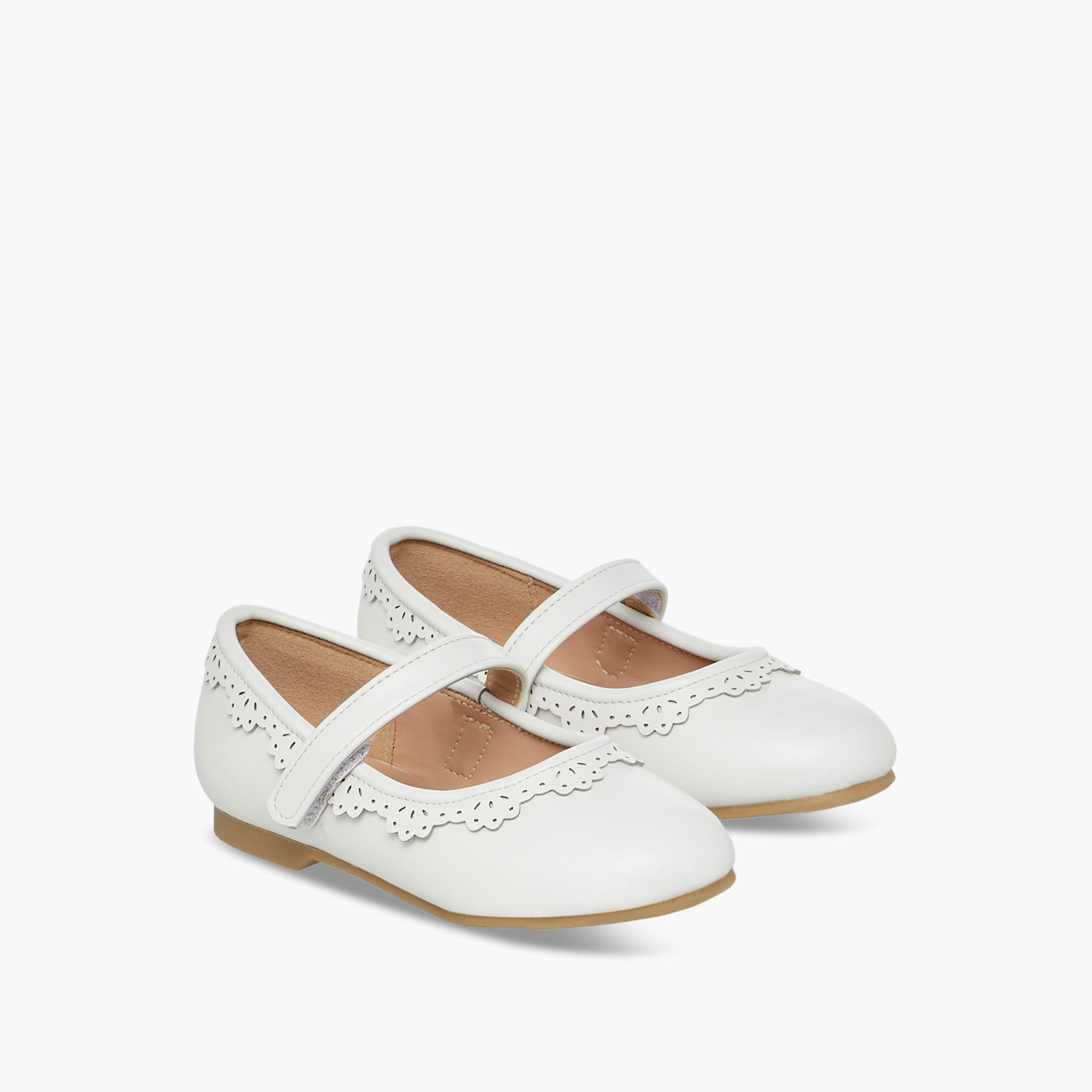 Juniors Cutout Detail Ballerina Shoes with Hook and Loop Strap-girls-shoes-ballerinas-image-1
