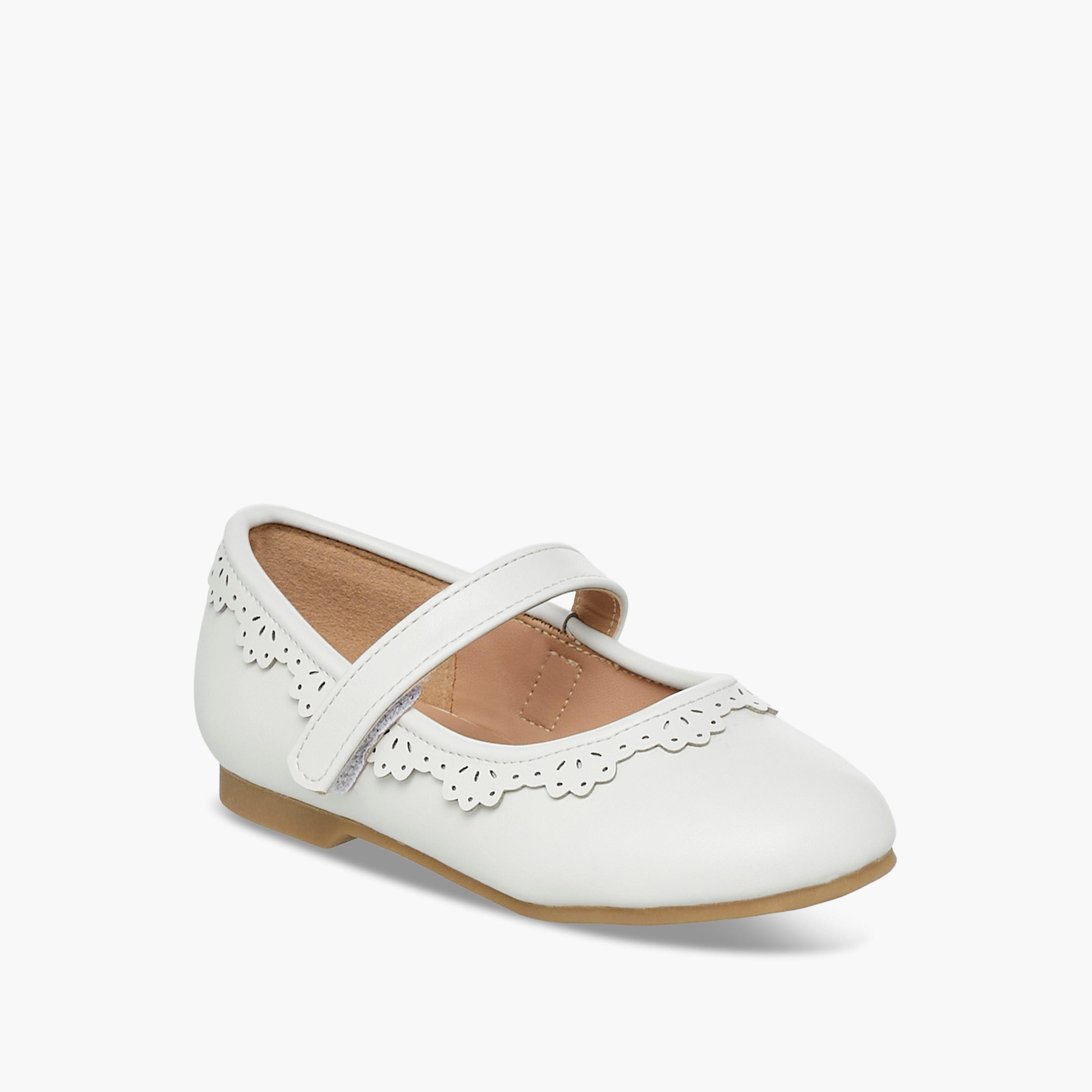 Juniors Cutout Detail Ballerina Shoes with Hook and Loop Strap-girls-shoes-ballerinas-image-2
