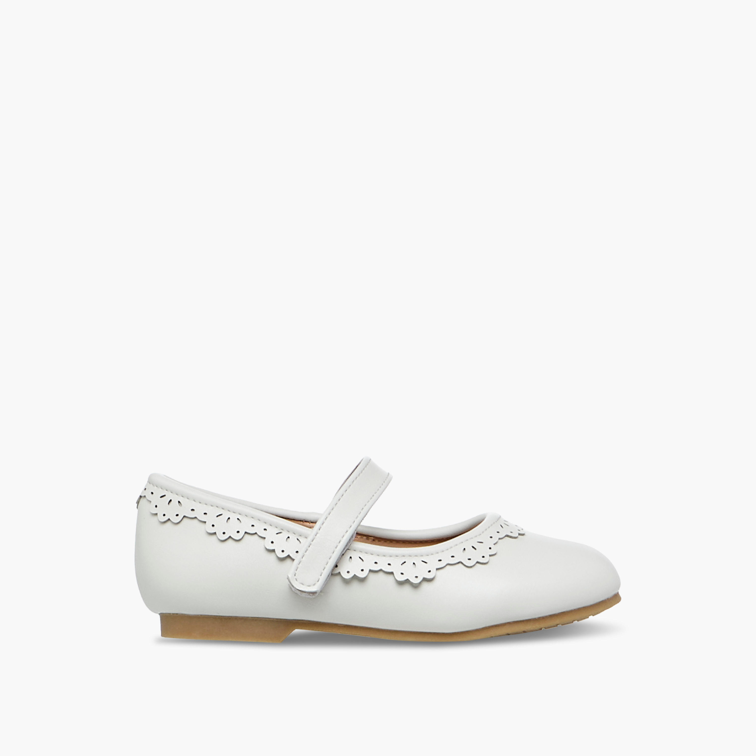 Juniors Cutout Detail Ballerina Shoes with Hook and Loop Strap-girls-shoes-ballerinas-image-3