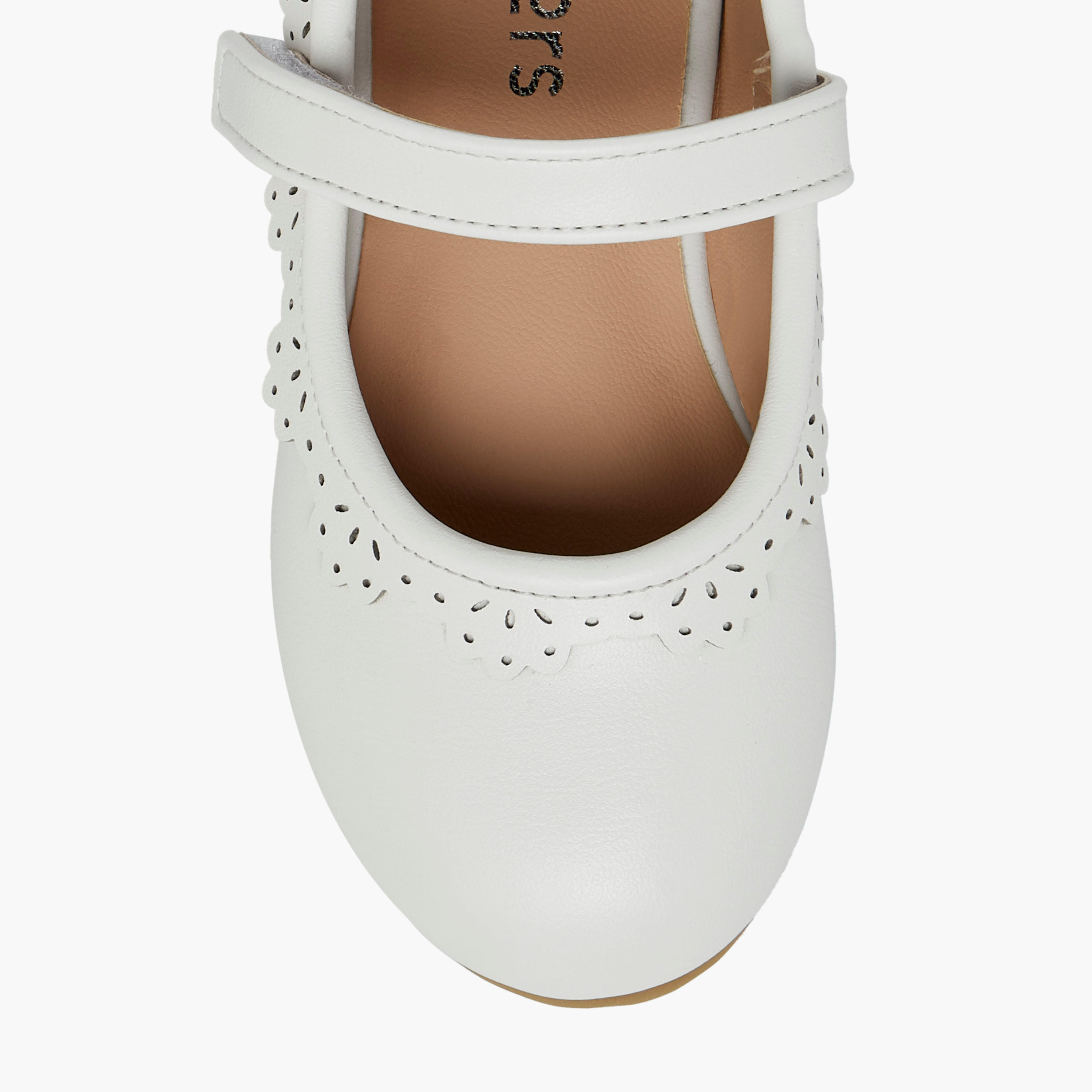 Juniors Cutout Detail Ballerina Shoes with Hook and Loop Strap-girls-shoes-ballerinas-image-4