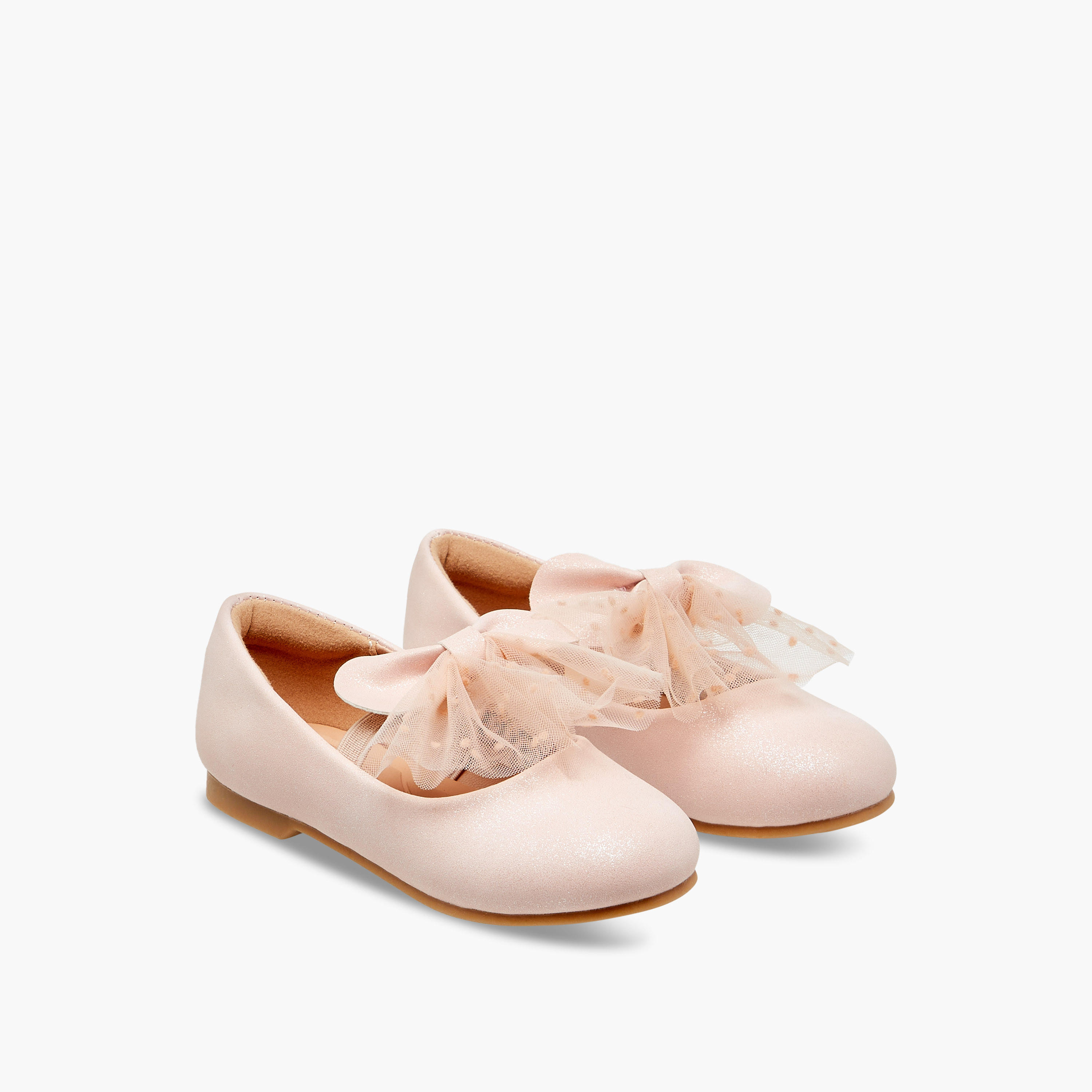 Juniors Bow Accent Slip-On Ballerina Shoes with Elastic Strap-girls-shoes-maryjanes-image-1