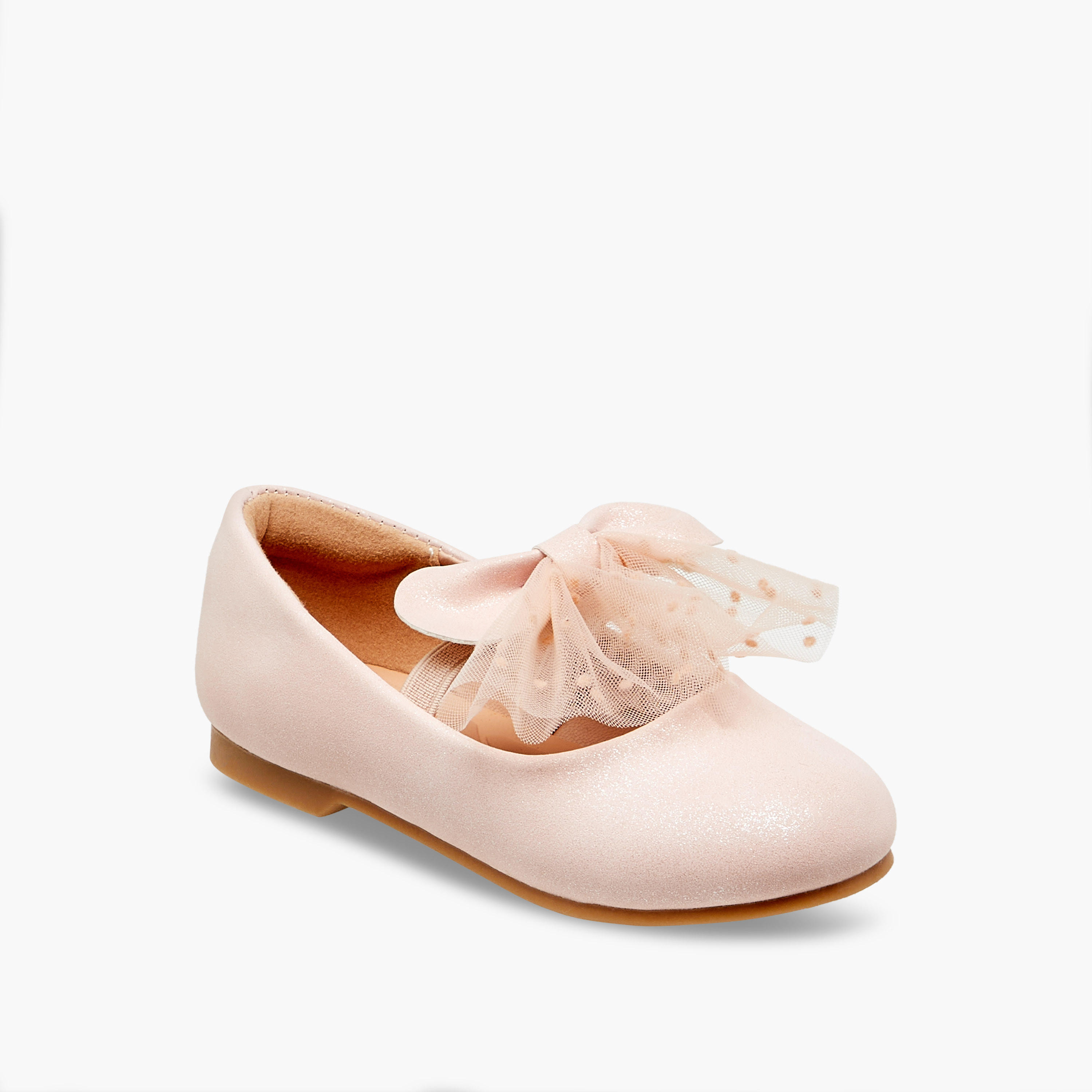 Juniors Bow Accent Slip-On Ballerina Shoes with Elastic Strap-girls-shoes-maryjanes-image-2