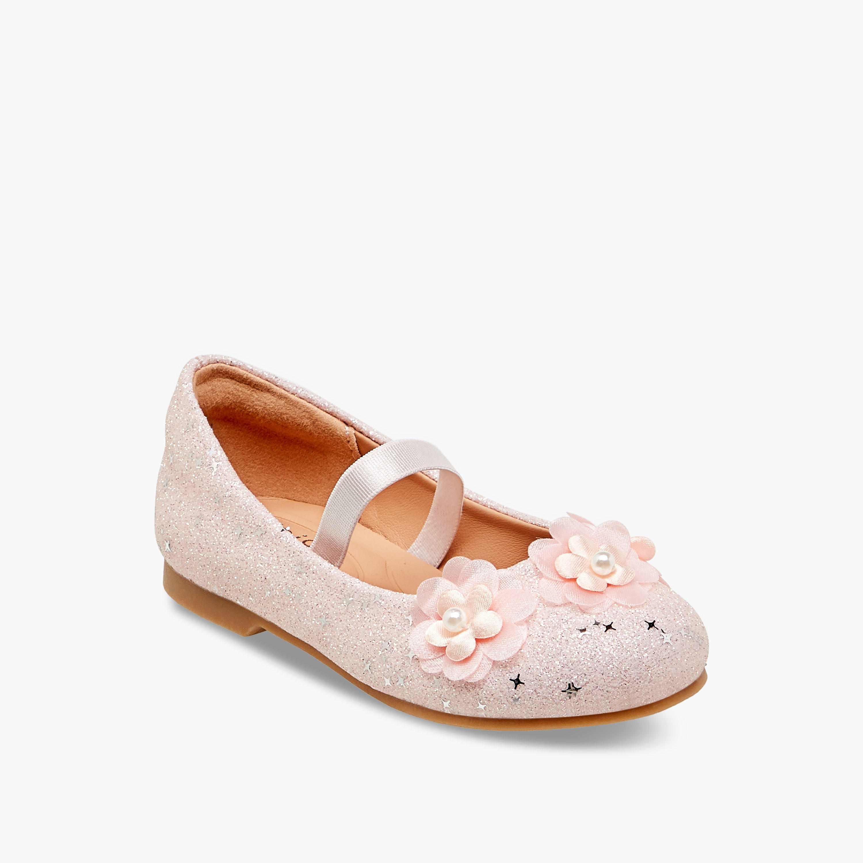 حذاء باليرينا مزين بالجليتر بحزام مطاطي من جونيورز-girls-shoes-ballerinas-image-2