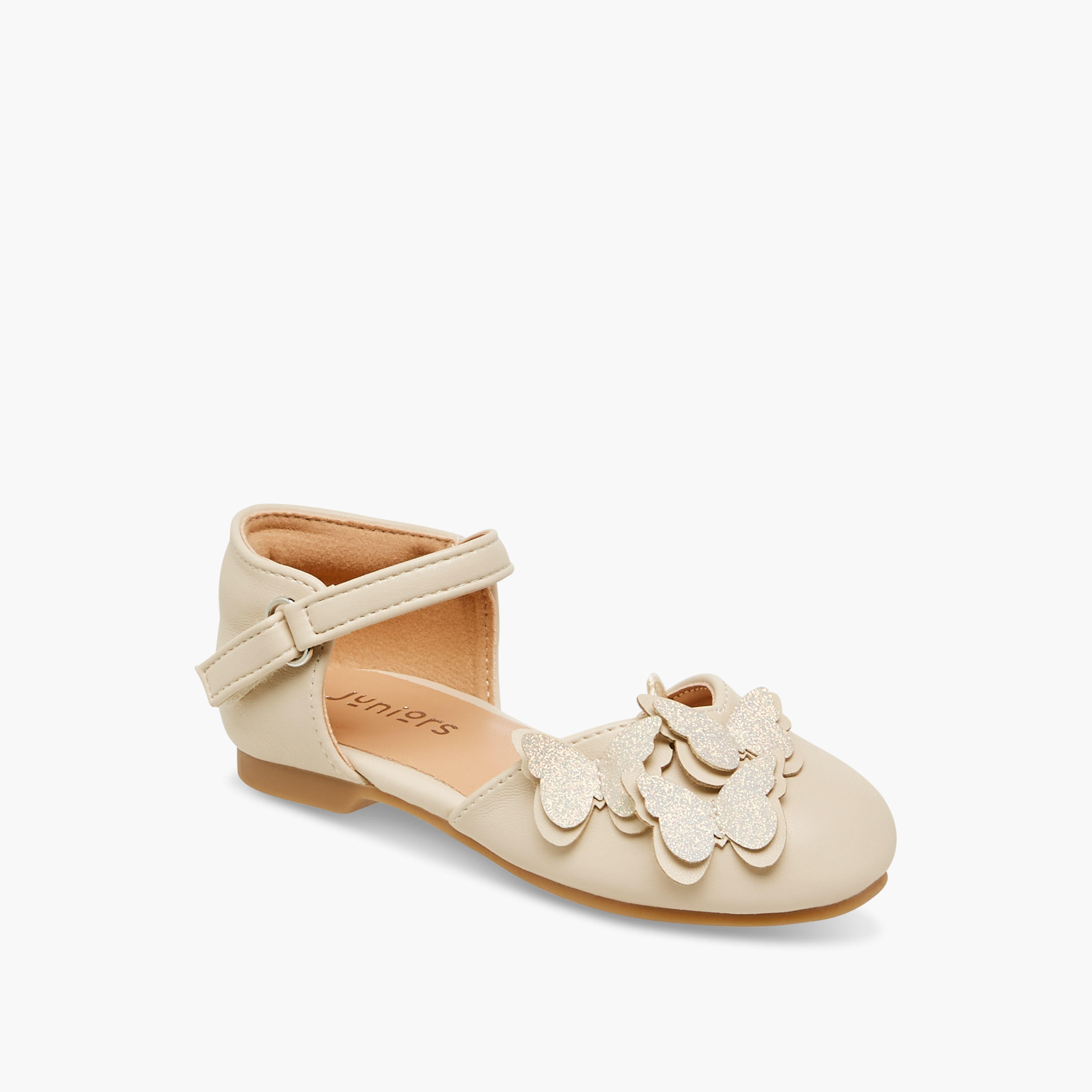 Juniors Butterfly Embellished Shoes with Hook and Loop Closure-girls-shoes-ballerinas-image-2